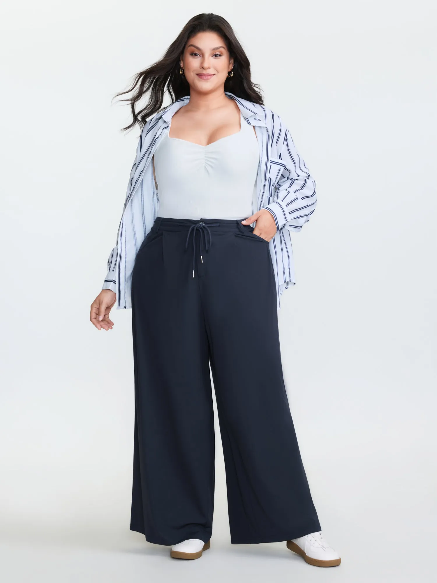Supersoft Drawstring Waist Wide-Leg Pants sold by Bloomchic product image thumbnail 2