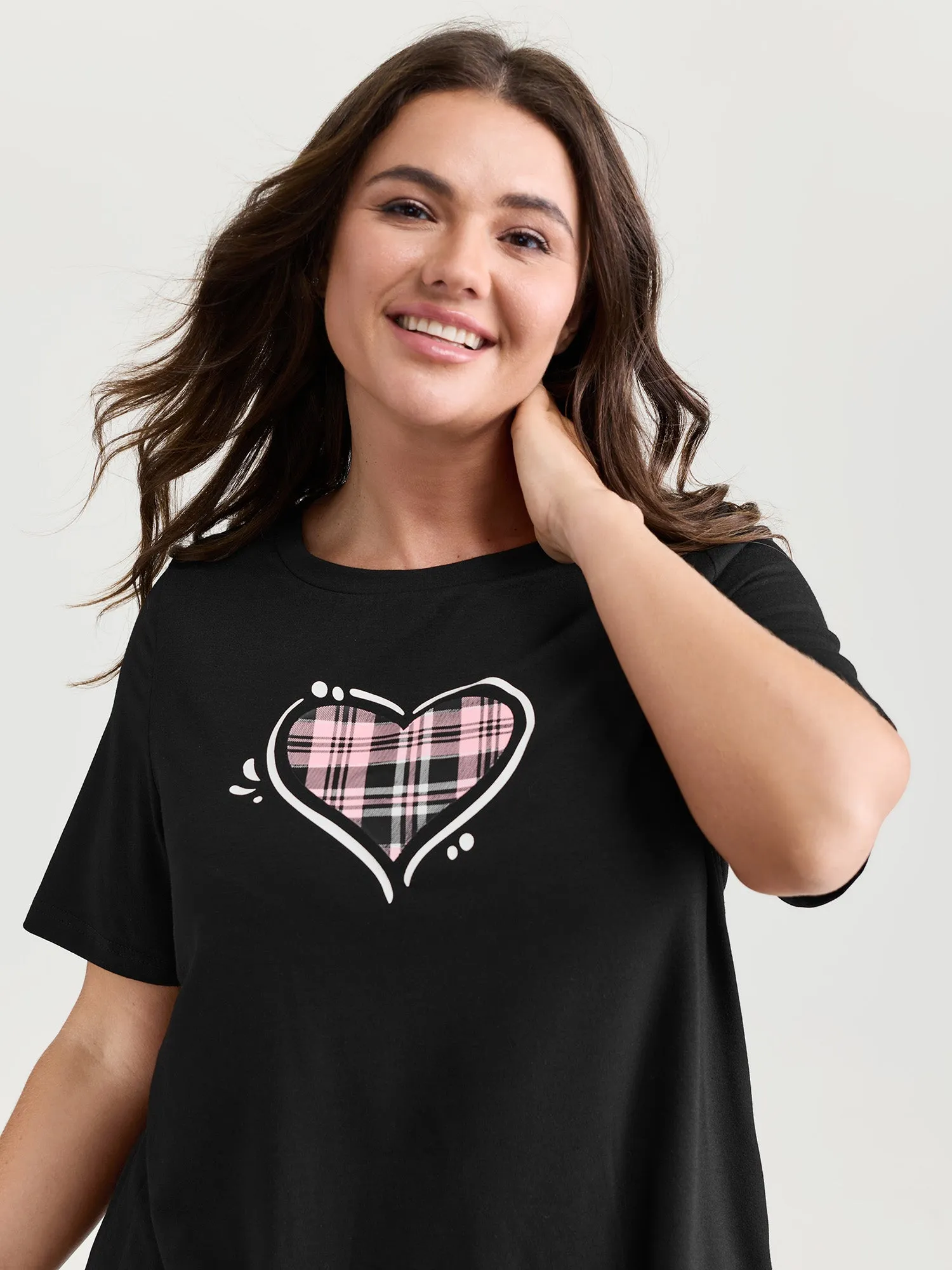 Supersoft Plaid Heart Stretchy Lounge Set sold by Bloomchic product image thumbnail 2