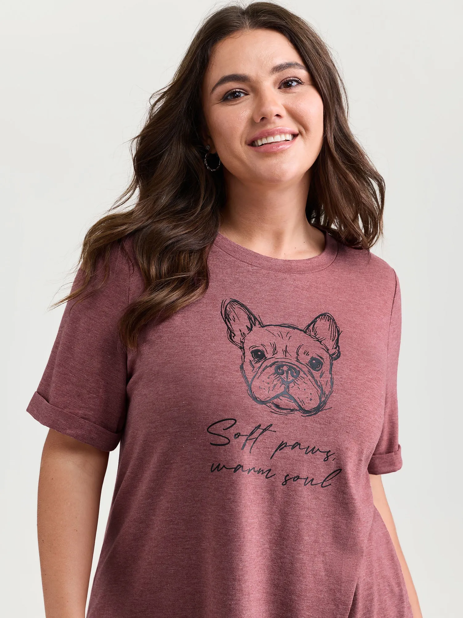 Supersoft Paws Print Stretchy-Fit T-Shirt sold by Bloomchic