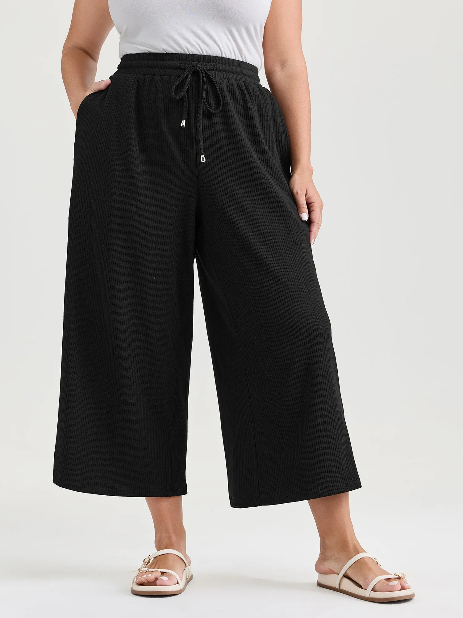 Drawstring Waist Stretchy Textured Sweatpants sold by Bloomchic product image thumbnail 2