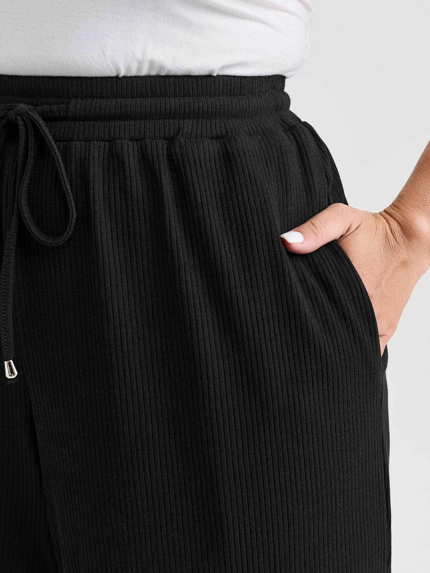 Drawstring Waist Stretchy Textured Sweatpants sold by Bloomchic product image thumbnail 3
