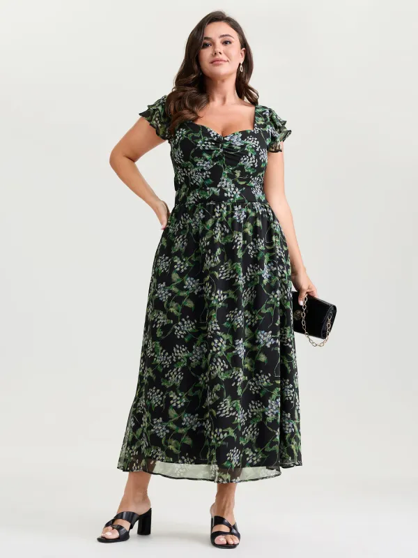 Romantic Floral Print Backless Tie Maxi Dress sold by Bloomchic