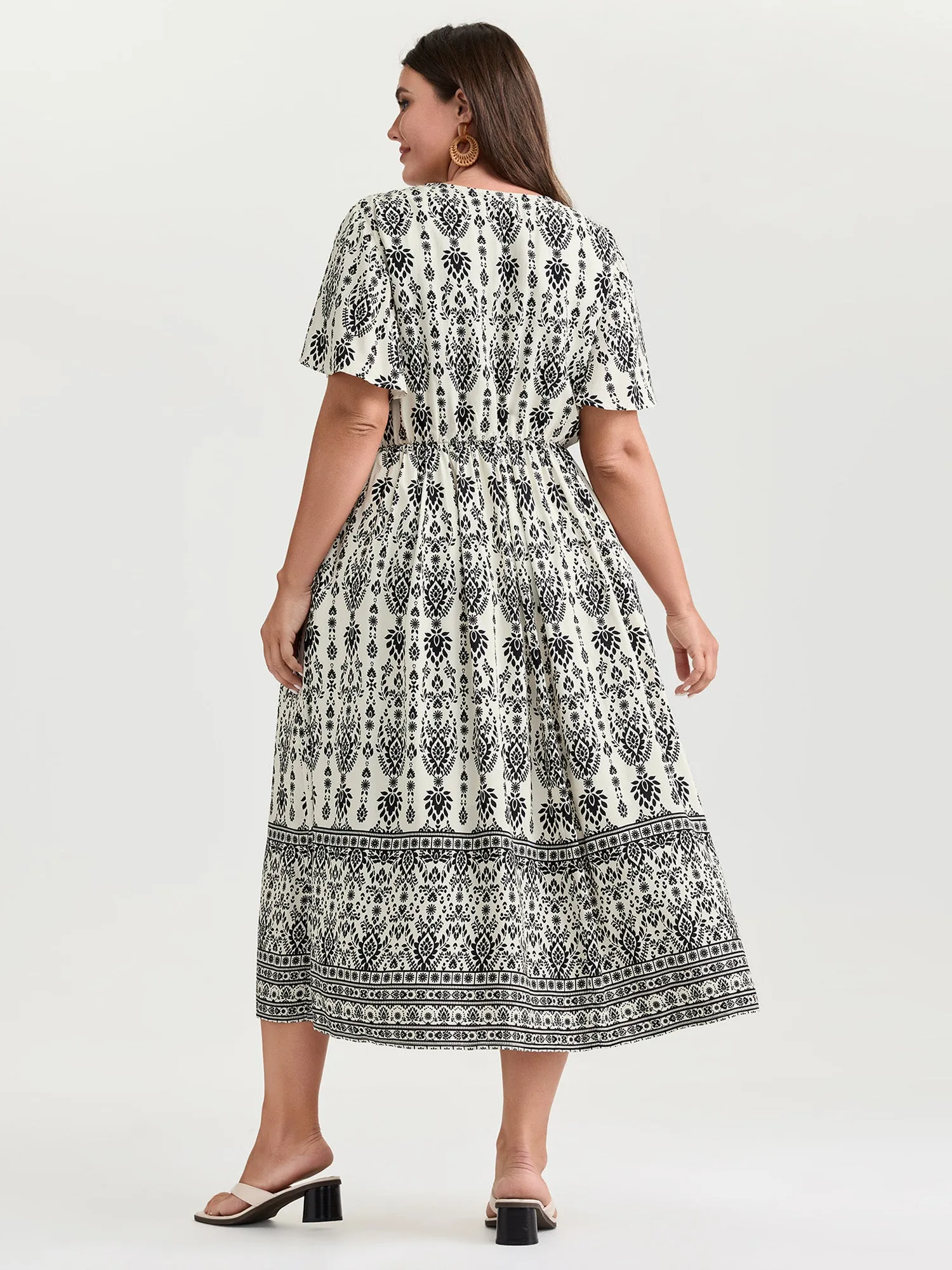 Boho Print Toothpick Pleat Slit Midi Dress sold by Bloomchic product image thumbnail 4