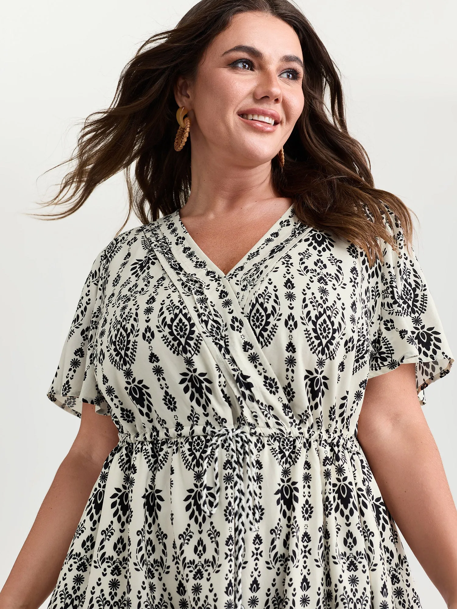Boho Print Toothpick Pleat Slit Midi Dress sold by Bloomchic product image thumbnail 2