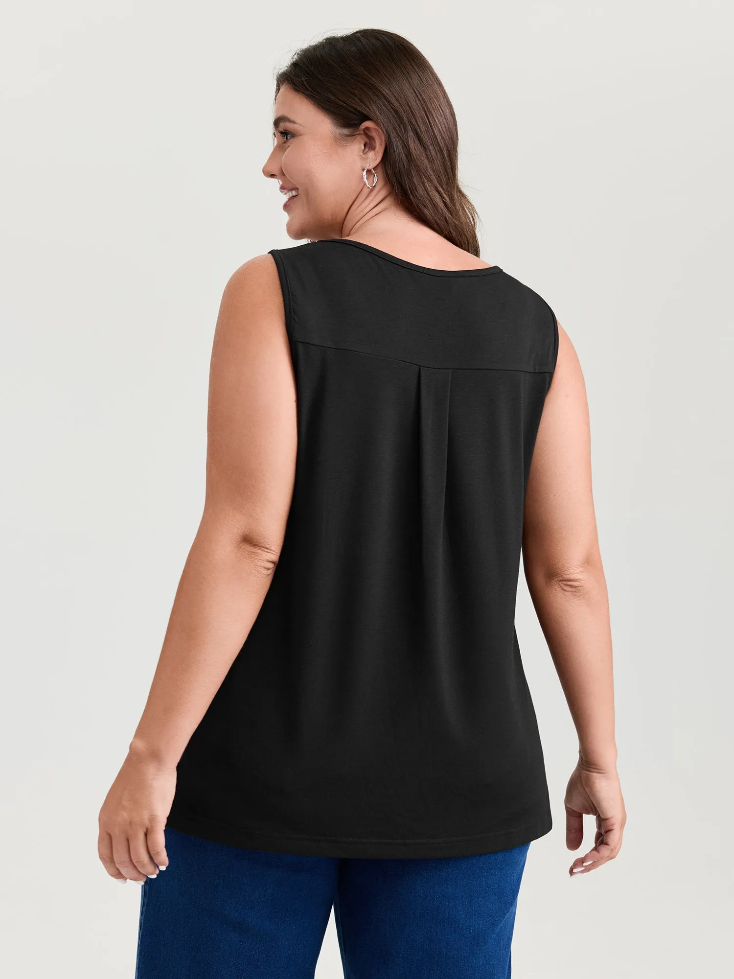 Stretchy V-Neck Pleated Tank Top sold by Bloomchic product image thumbnail 4