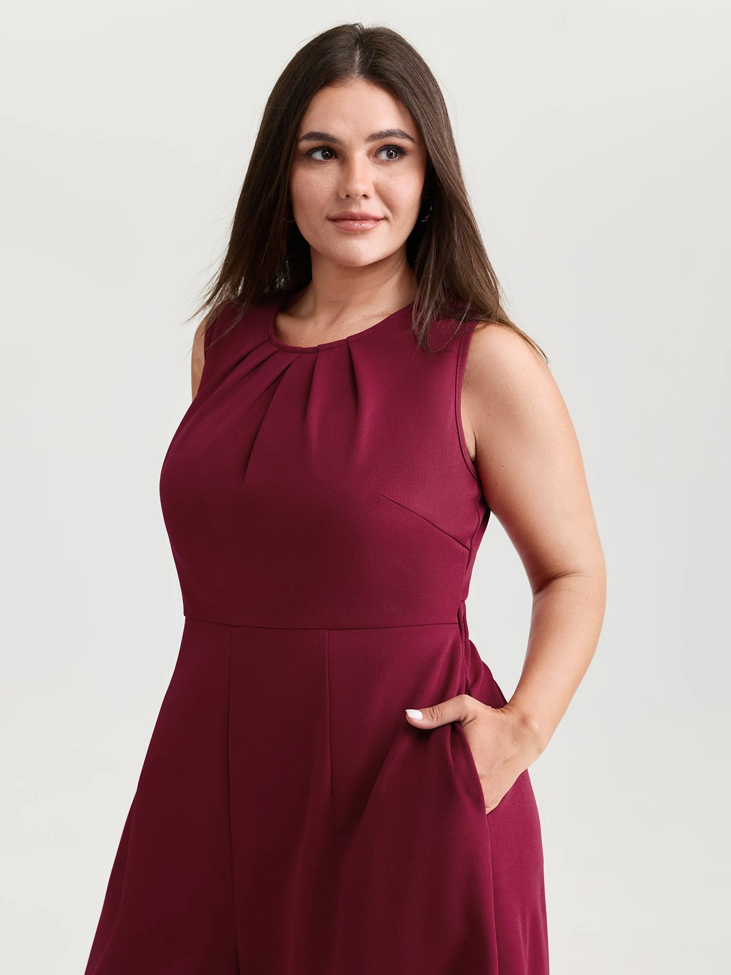 Pleated Neckline Stretchy Waist Jumpsuit sold by Bloomchic product image thumbnail 2