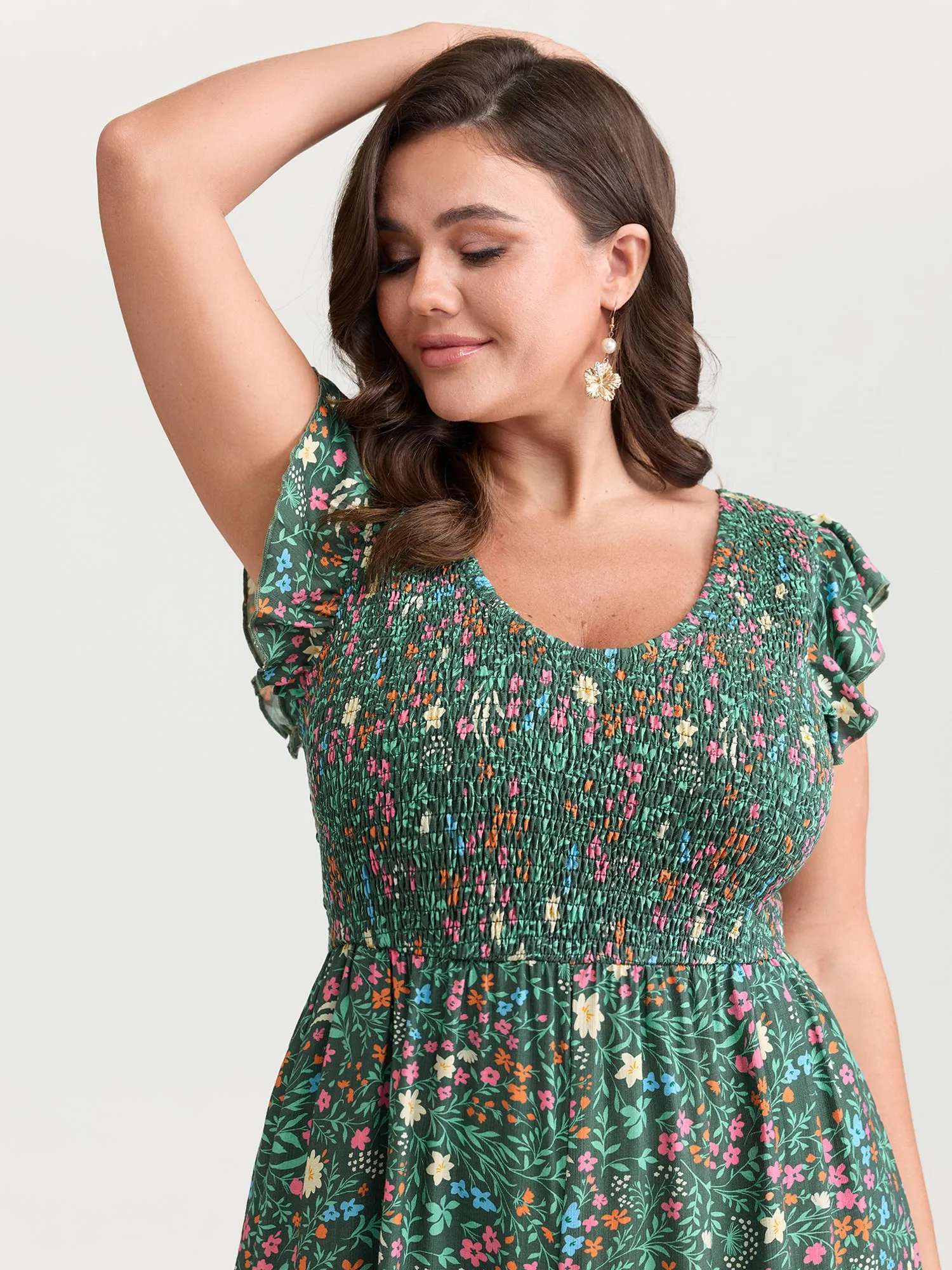 Breezy Floral Print Flutter Sleeve Jumpsuit sold by Bloomchic product image thumbnail 3