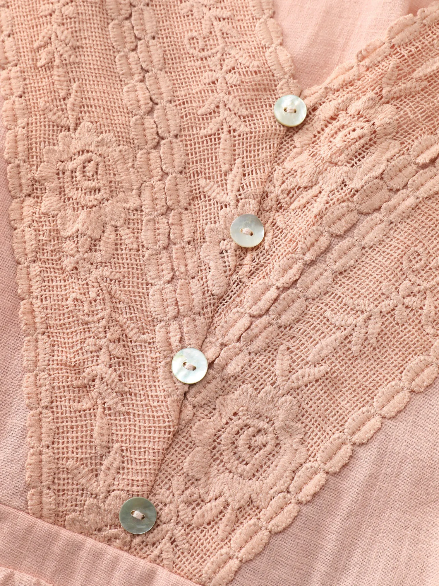 Lace V-Neckline Cinched-Flared Blouse sold by Bloomchic product image thumbnail 5