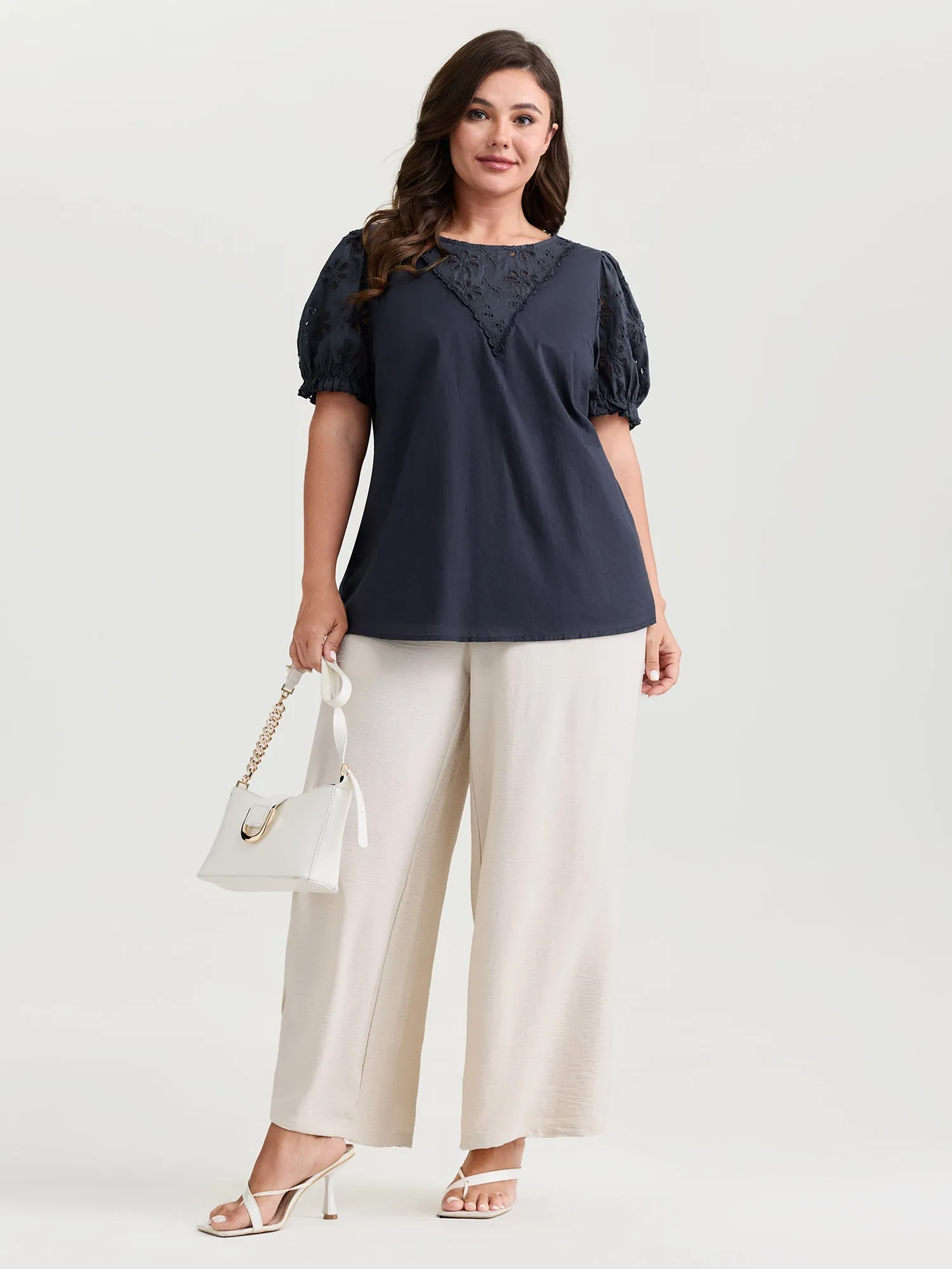 Sheer Floral Cut-Out Embroidered Blouse sold by Bloomchic product image thumbnail 3