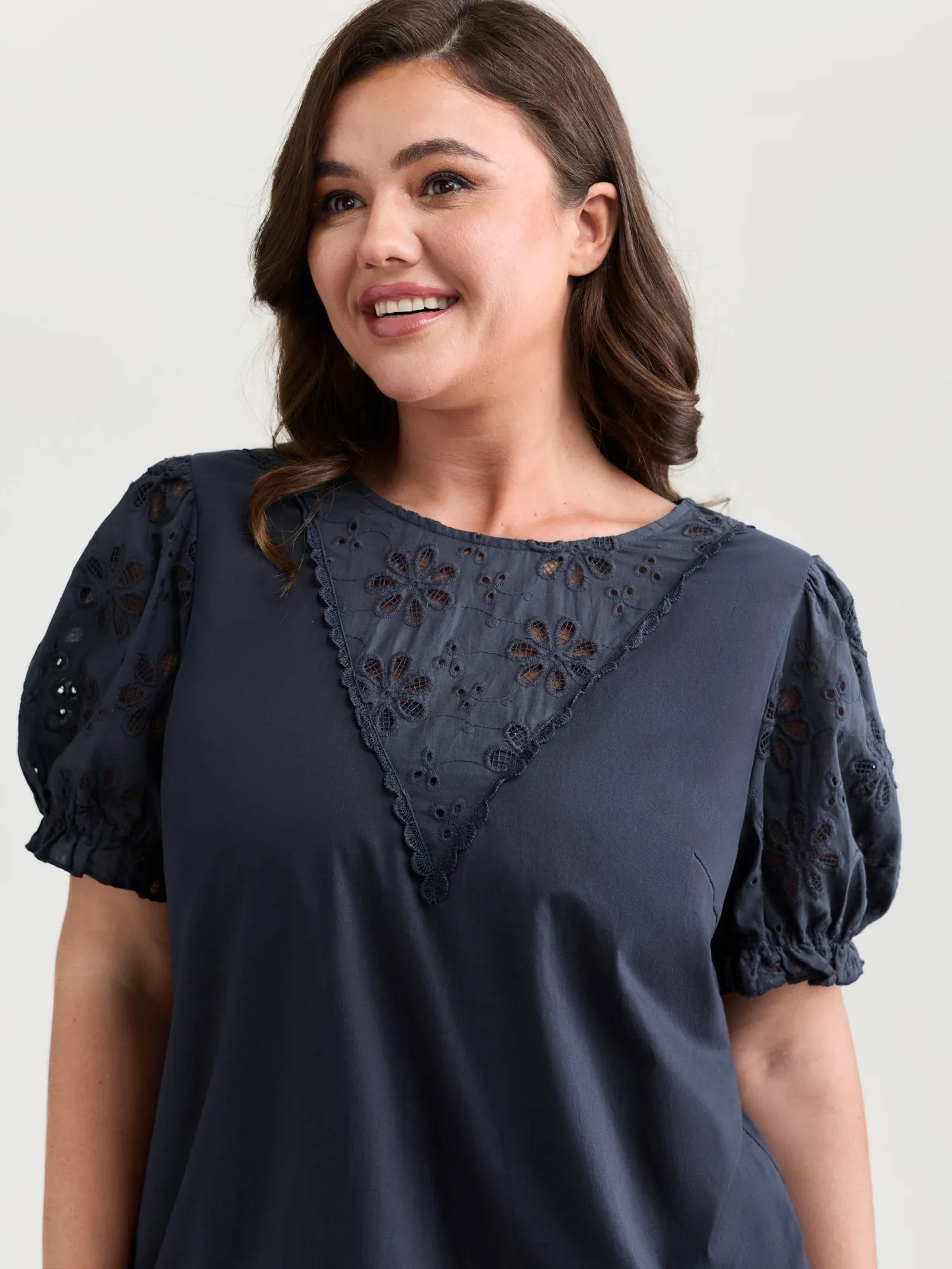Sheer Floral Cut-Out Embroidered Blouse sold by Bloomchic product image thumbnail 2