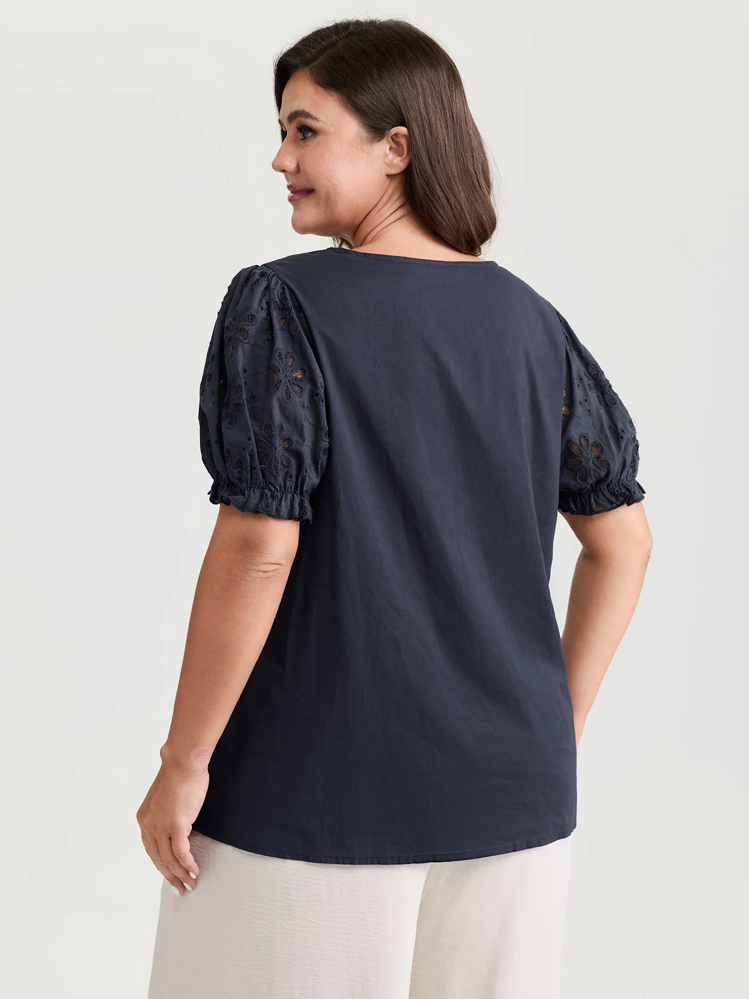 Sheer Floral Cut-Out Embroidered Blouse sold by Bloomchic product image thumbnail 4