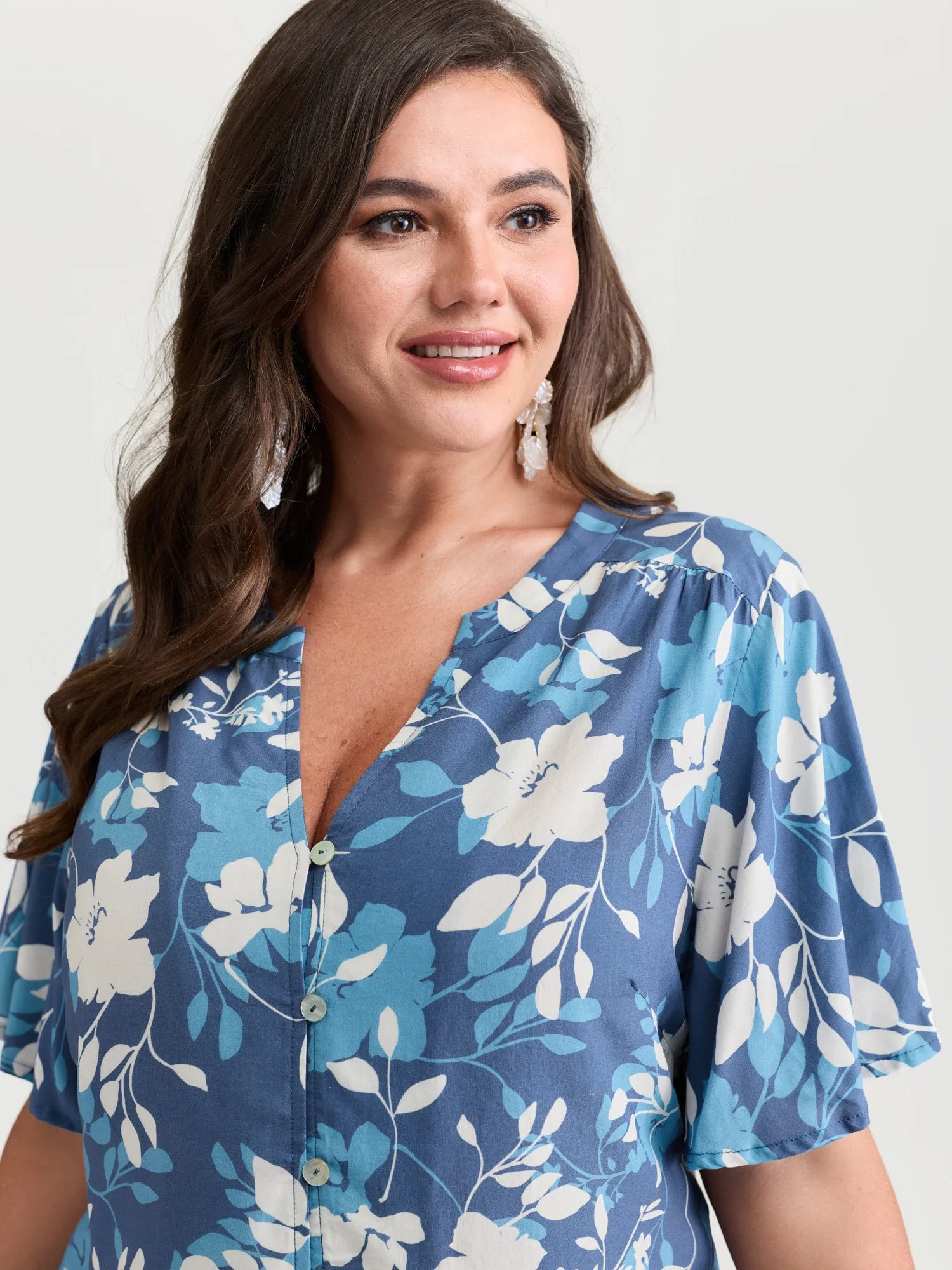 Silhouette Flower Print Button-Down Blouse sold by Bloomchic product image thumbnail 2