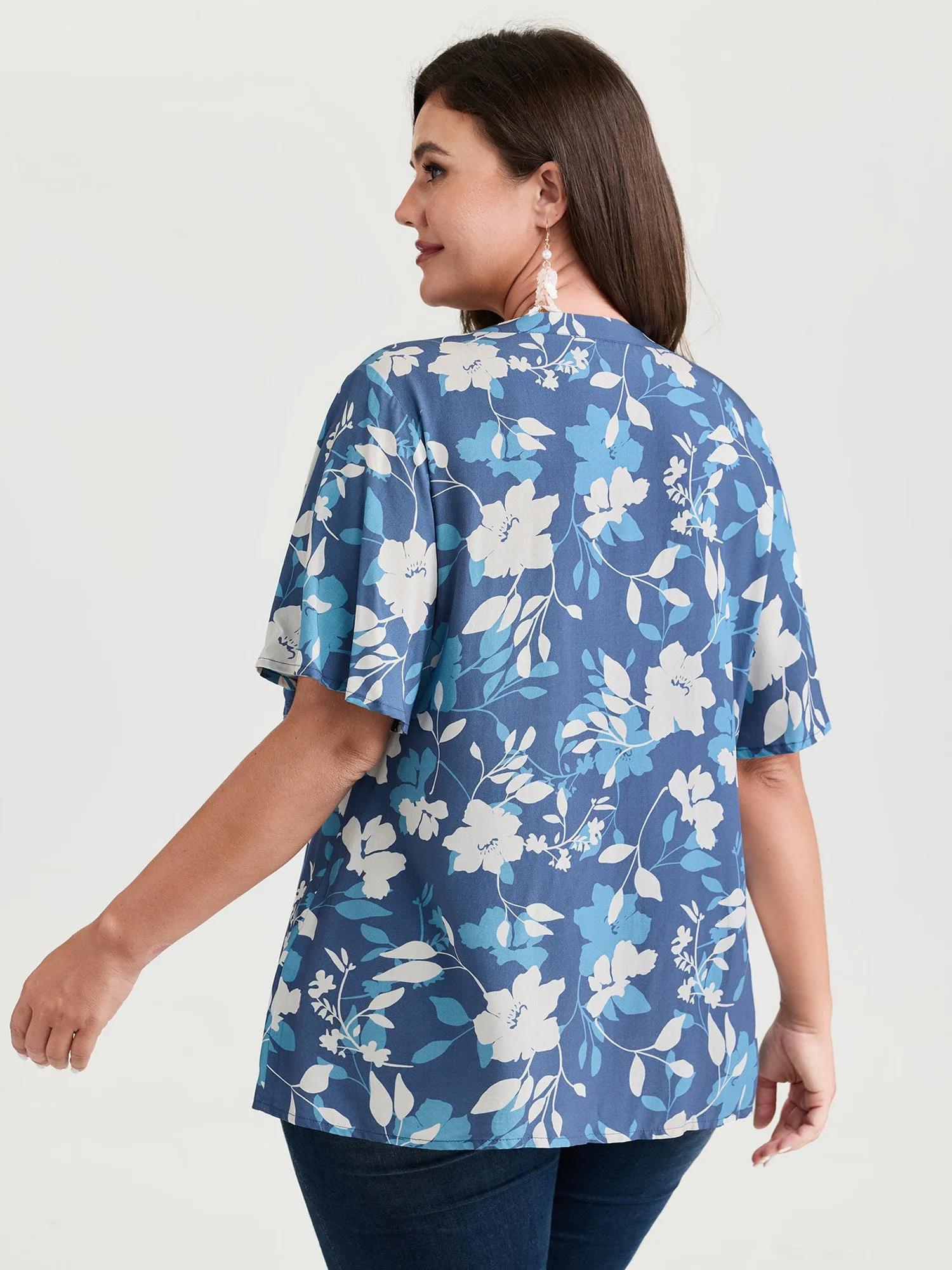 Silhouette Flower Print Button-Down Blouse sold by Bloomchic product image thumbnail 4