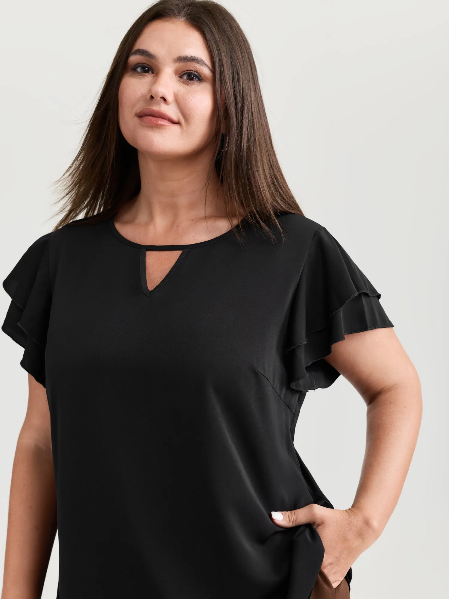 Layered Ruffled Arm-Friendly Sleeve Blouse sold by Bloomchic product image thumbnail 2