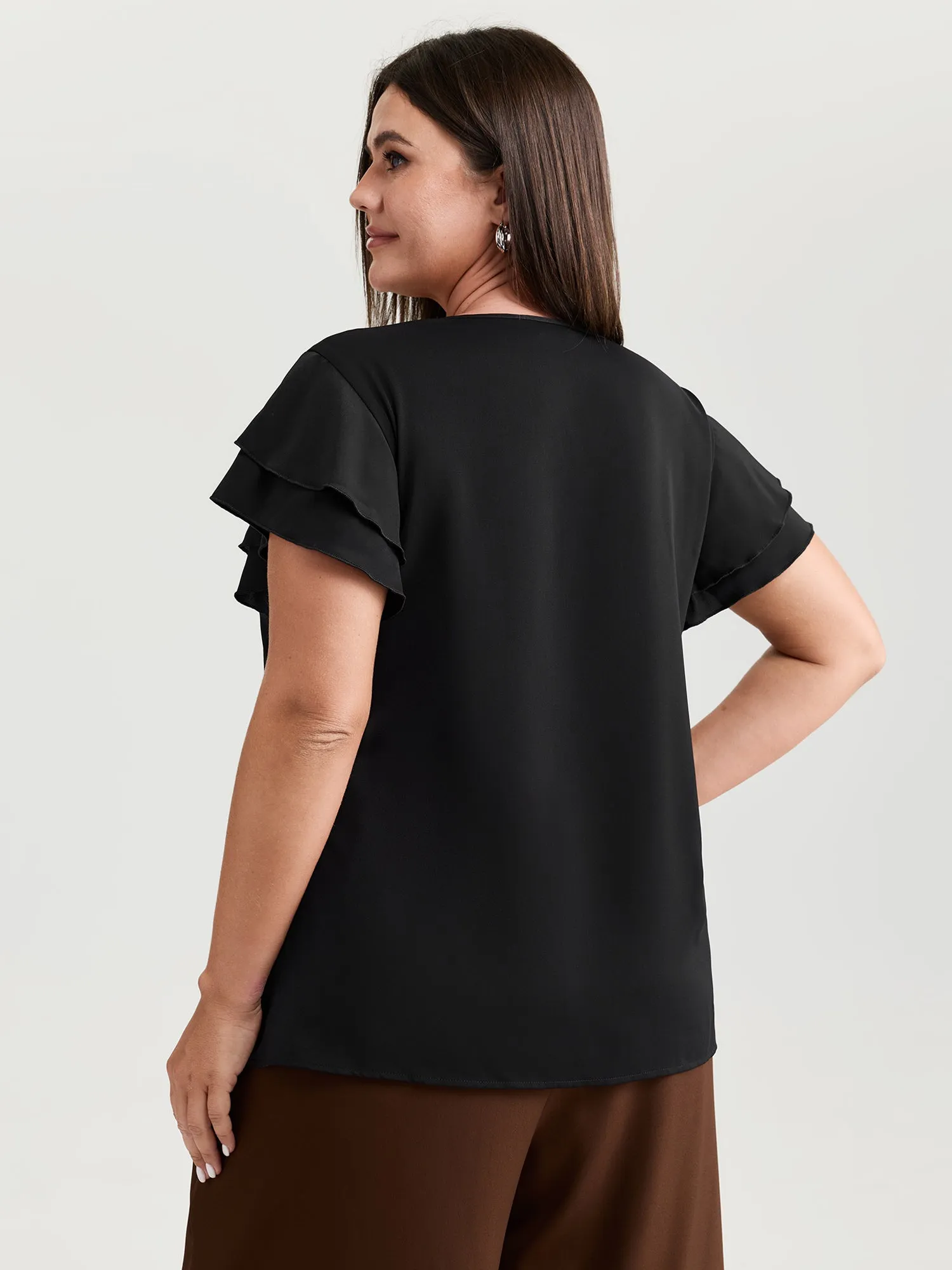 Layered Ruffled Arm-Friendly Sleeve Blouse sold by Bloomchic product image thumbnail 4