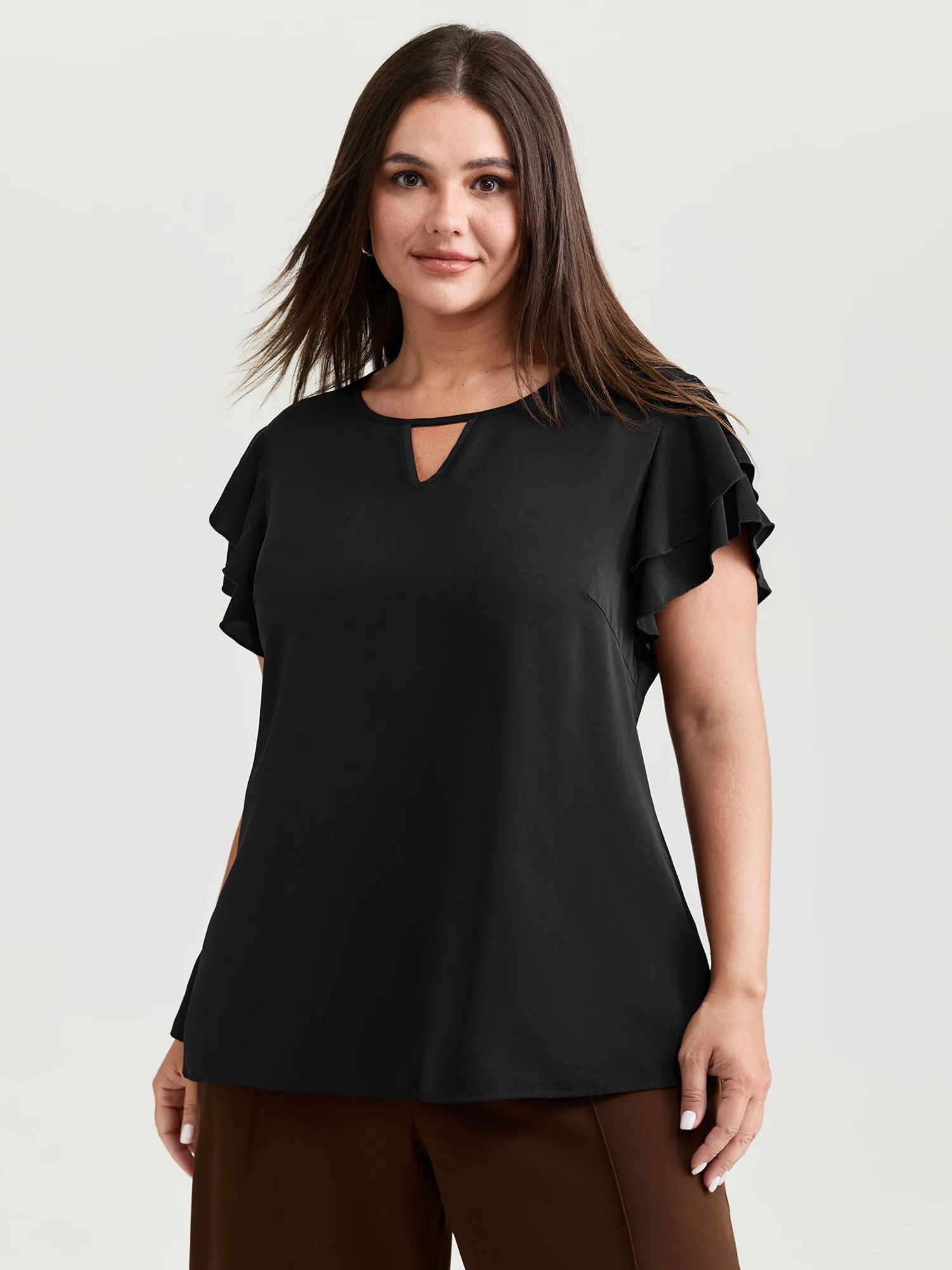 Layered Ruffled Arm-Friendly Sleeve Blouse sold by Bloomchic