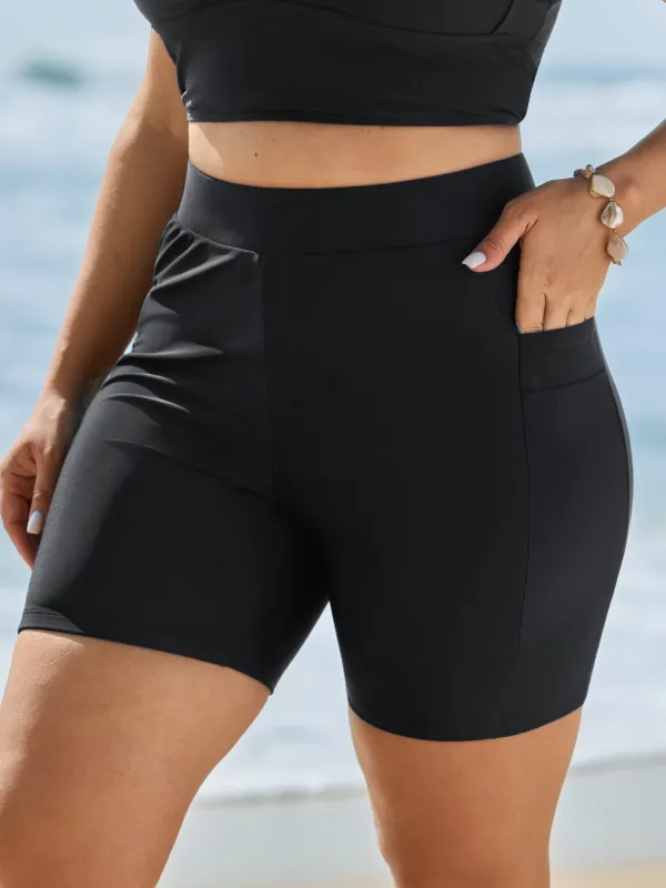 Pockets High-Waisted Swim Bottoms made by Bloomchic