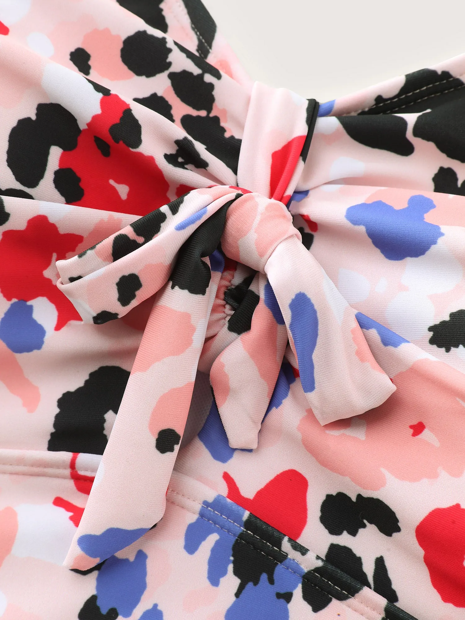 Colorful Leopard Print Front-Tie One-Piece Swimsuit sold by Bloomchic product image thumbnail 5