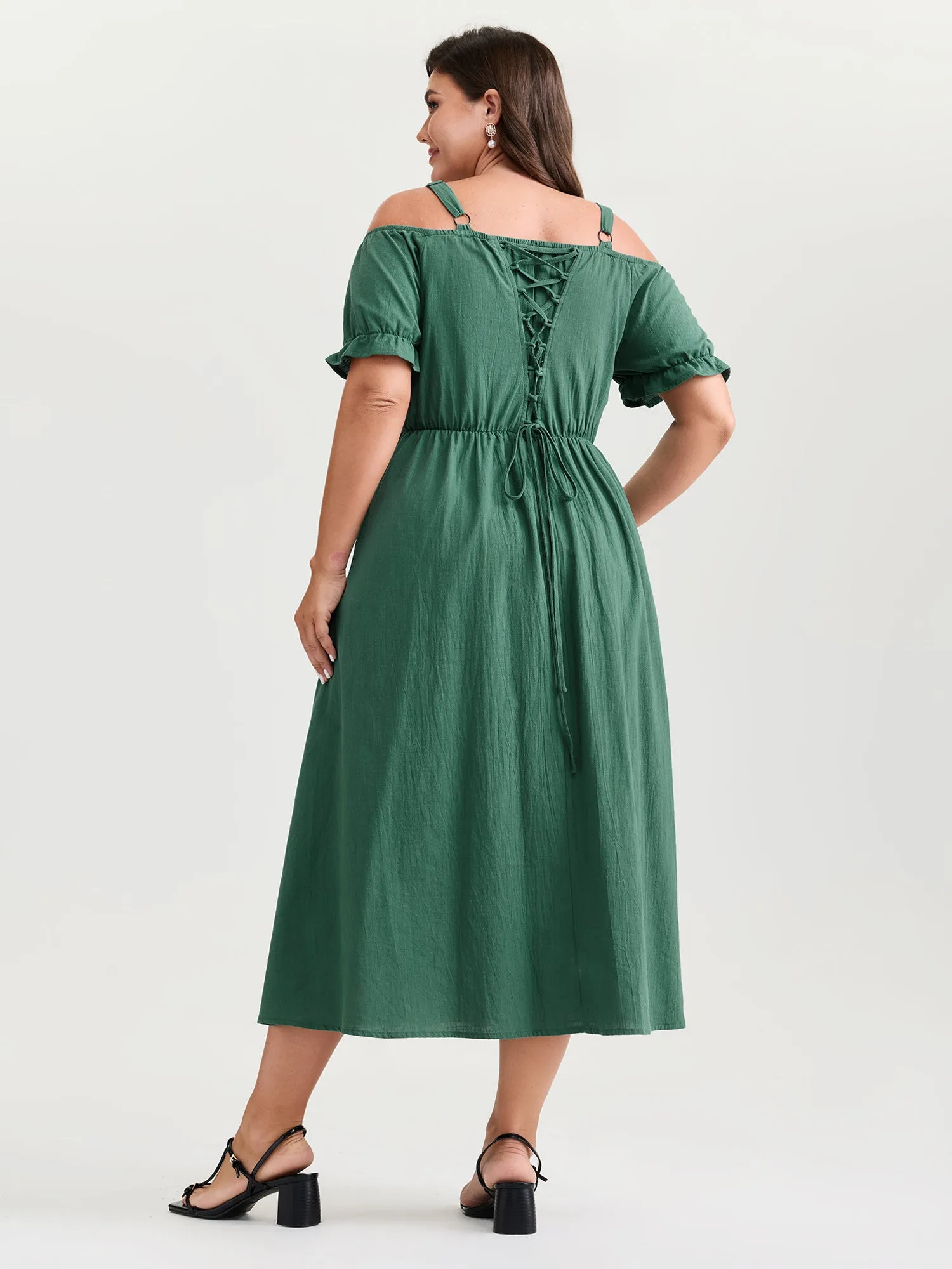 Pure Cotton Back-Tie Midi Dress sold by Bloomchic product image thumbnail 4
