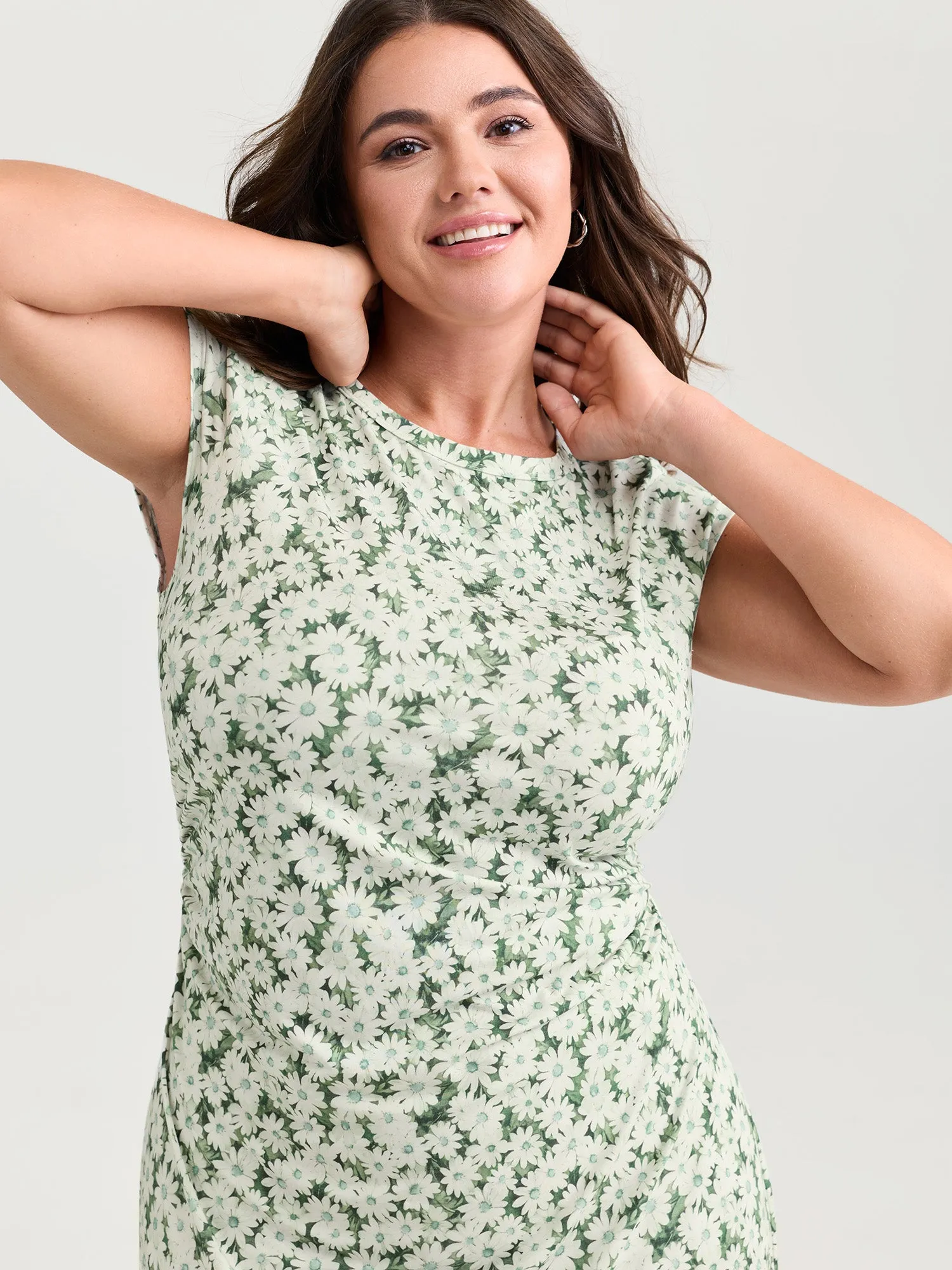 Floral Print Ruched Bodycon Fit Mini Dress sold by Bloomchic product image thumbnail 2