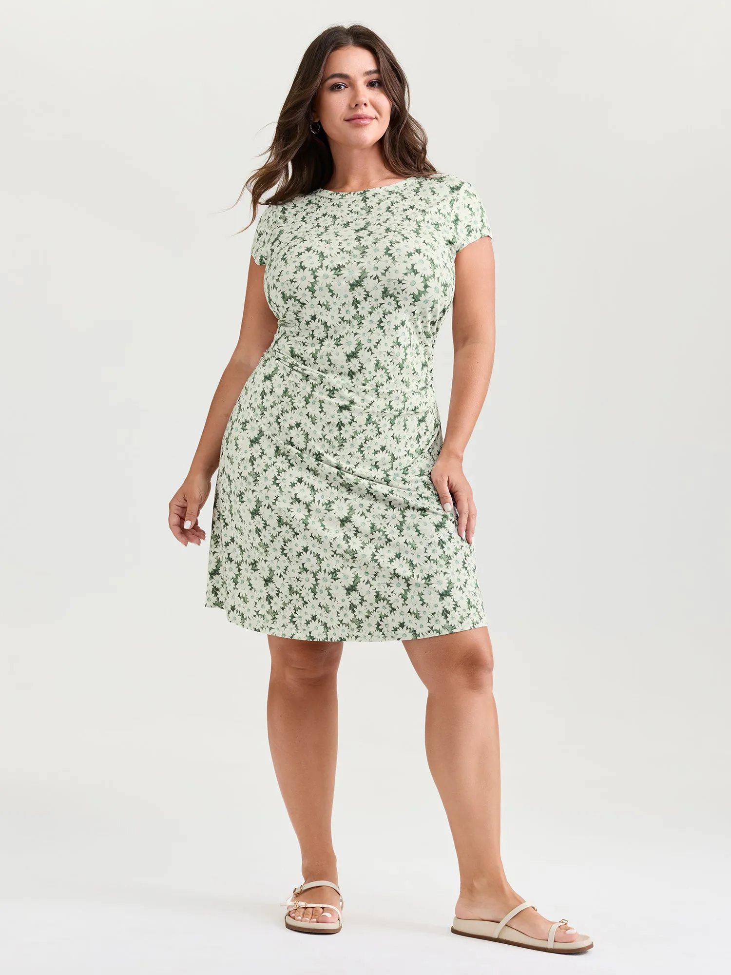 Floral Print Ruched Bodycon Fit Mini Dress sold by Bloomchic product image thumbnail 3