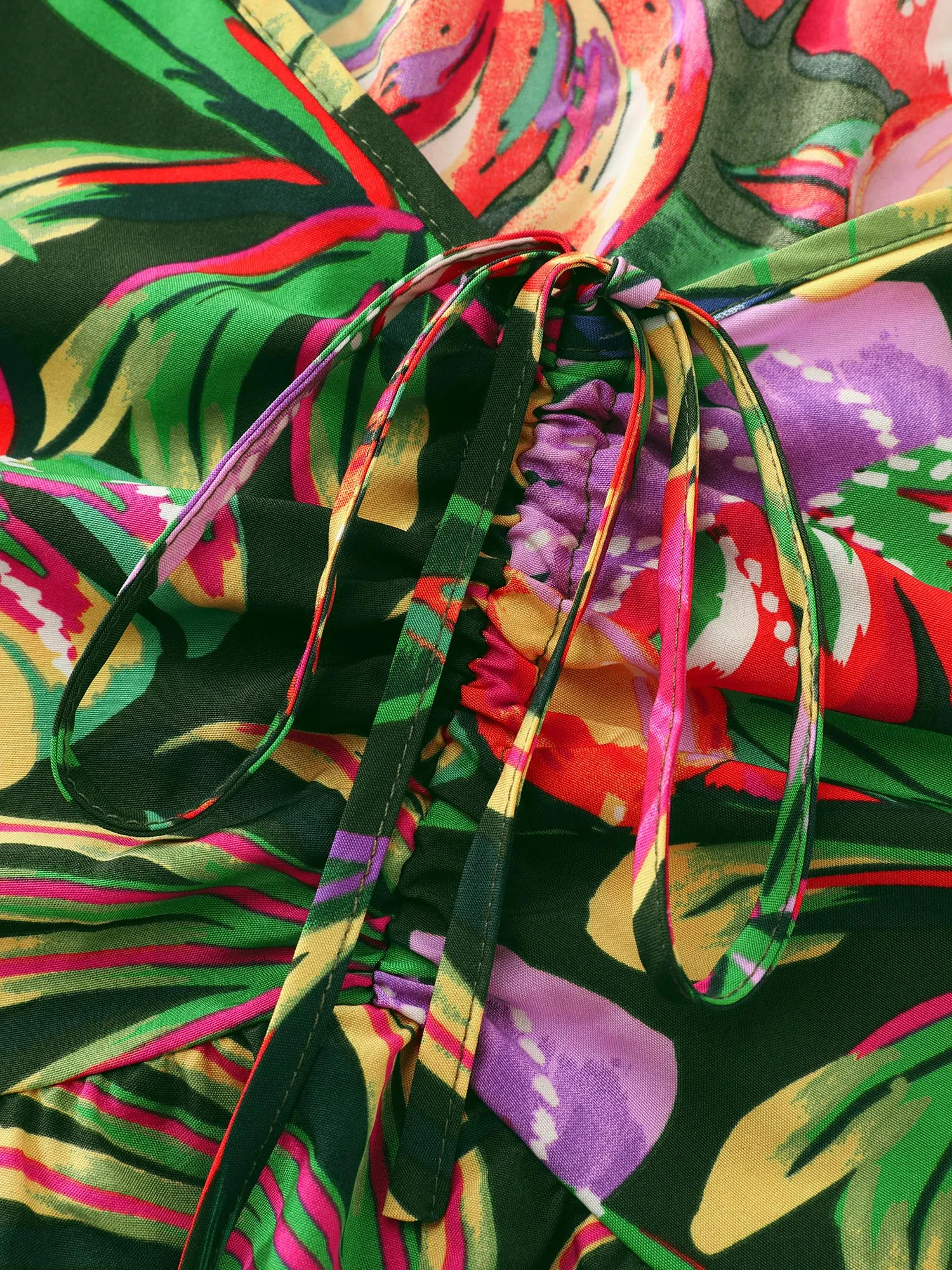 Vibrant Tropical Print Off-Shoulder Midi Dress sold by Bloomchic product image thumbnail 5