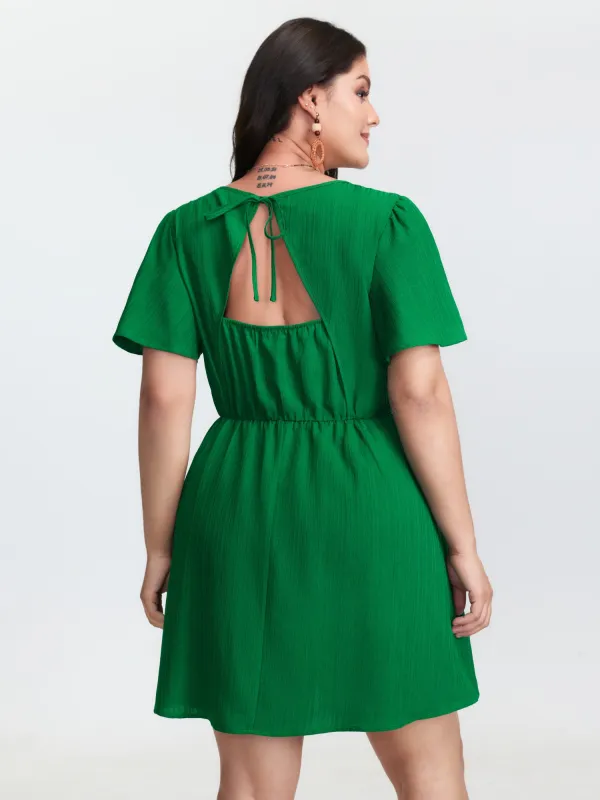 V-Neck Plain Built-in Bottoms Mini Dress made by Bloomchic