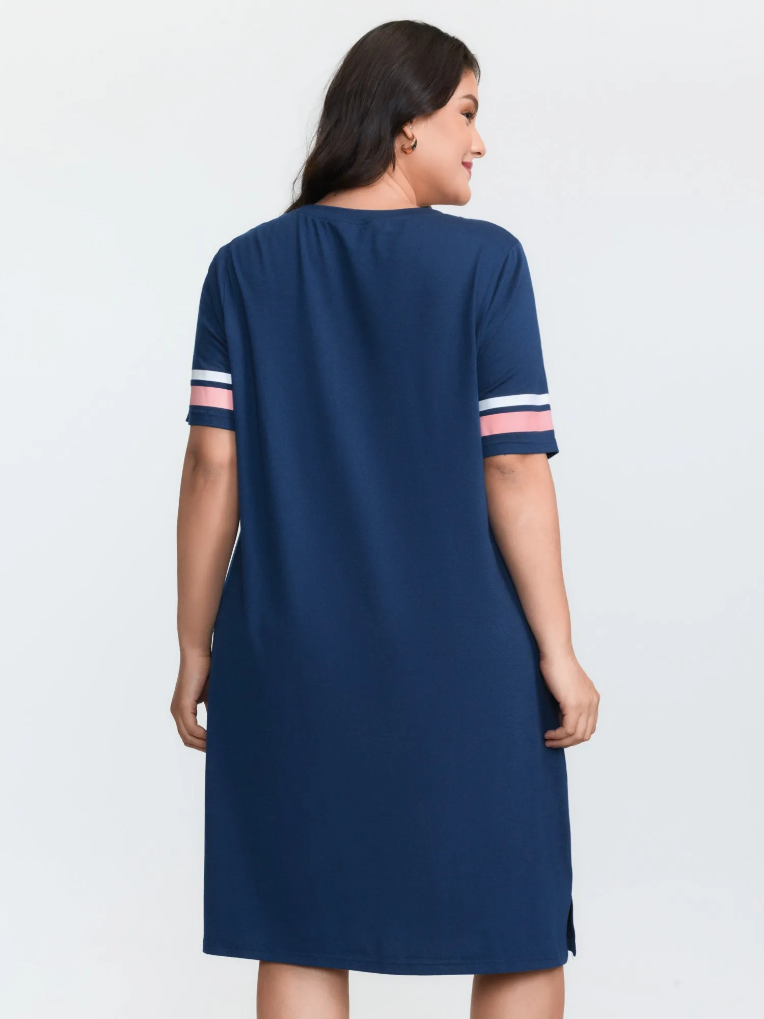 Great Joy Stretchy Color Contrast Mini T-Shirt Dress sold by Bloomchic product image thumbnail 5