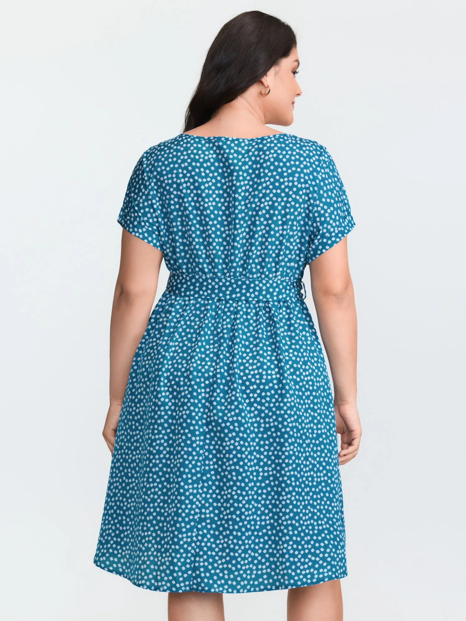 Micro Floral Print Belted Midi Dress sold by Bloomchic product image thumbnail 4