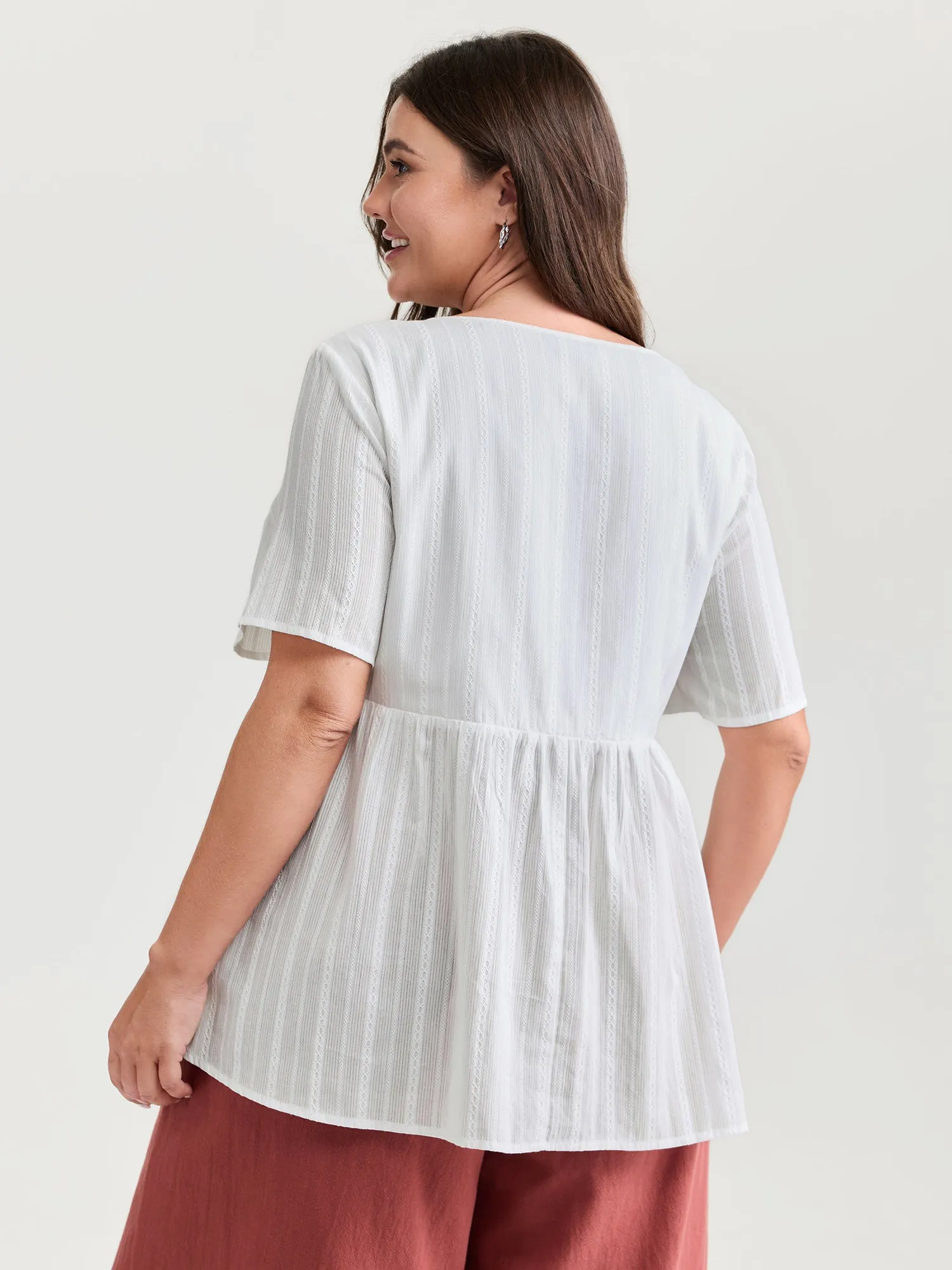 Cotton Stretchy Button Detail V-Neck Knit Top sold by Bloomchic product image thumbnail 4