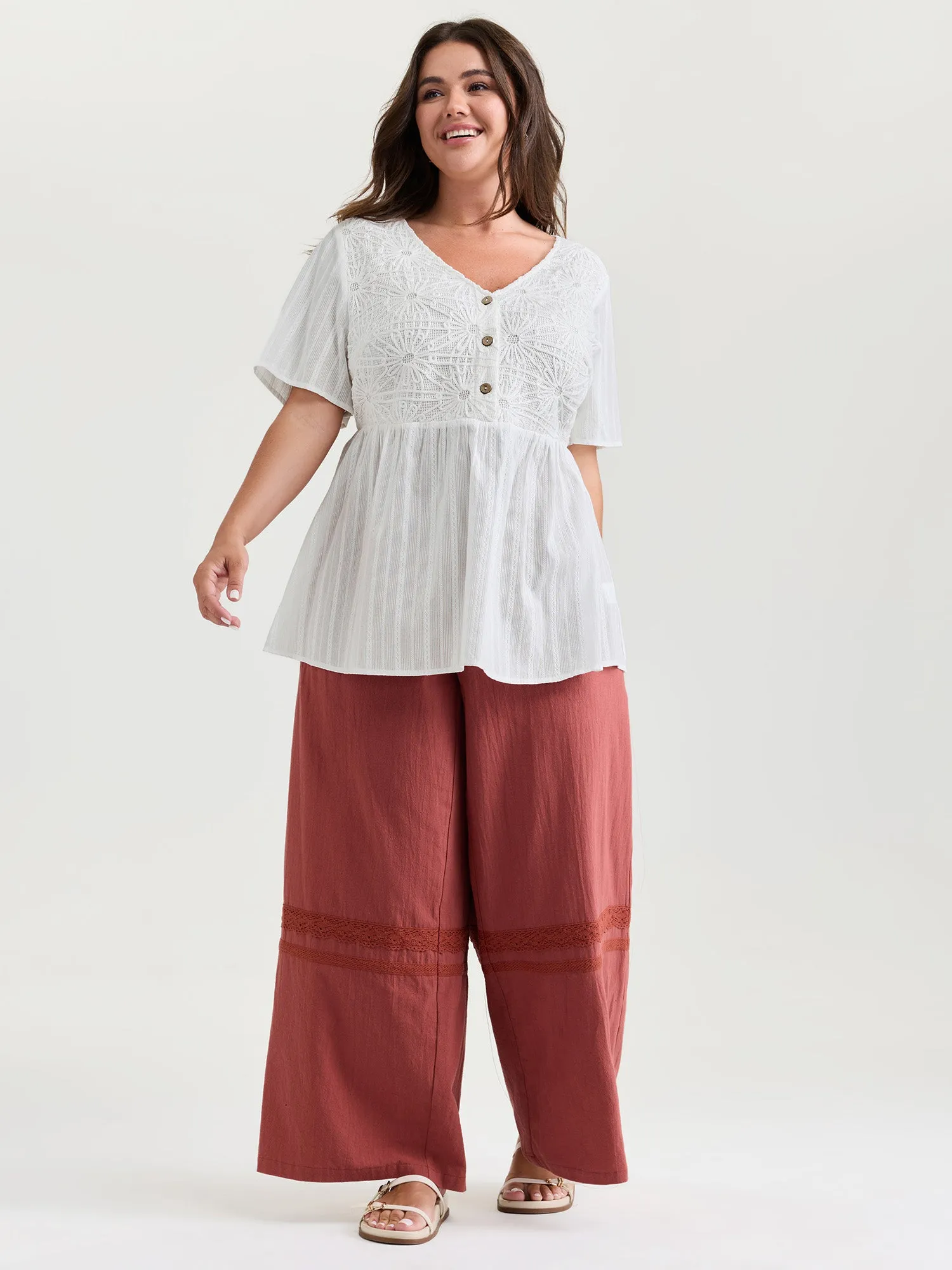 Cotton Stretchy Button Detail V-Neck Knit Top sold by Bloomchic product image thumbnail 3