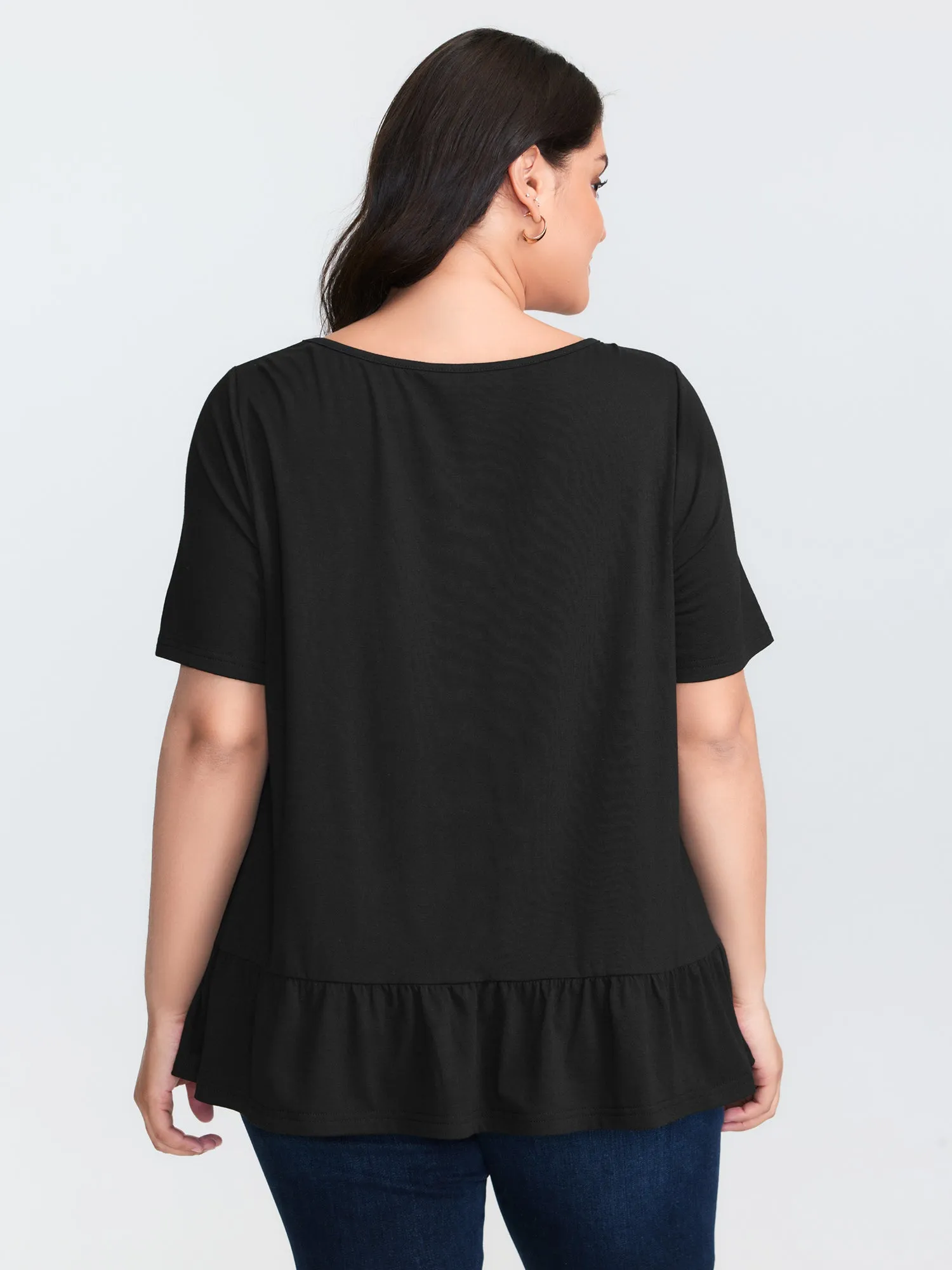Cut-Out Neckline Stretchy Flowy T-Shirt sold by Bloomchic product image thumbnail 5