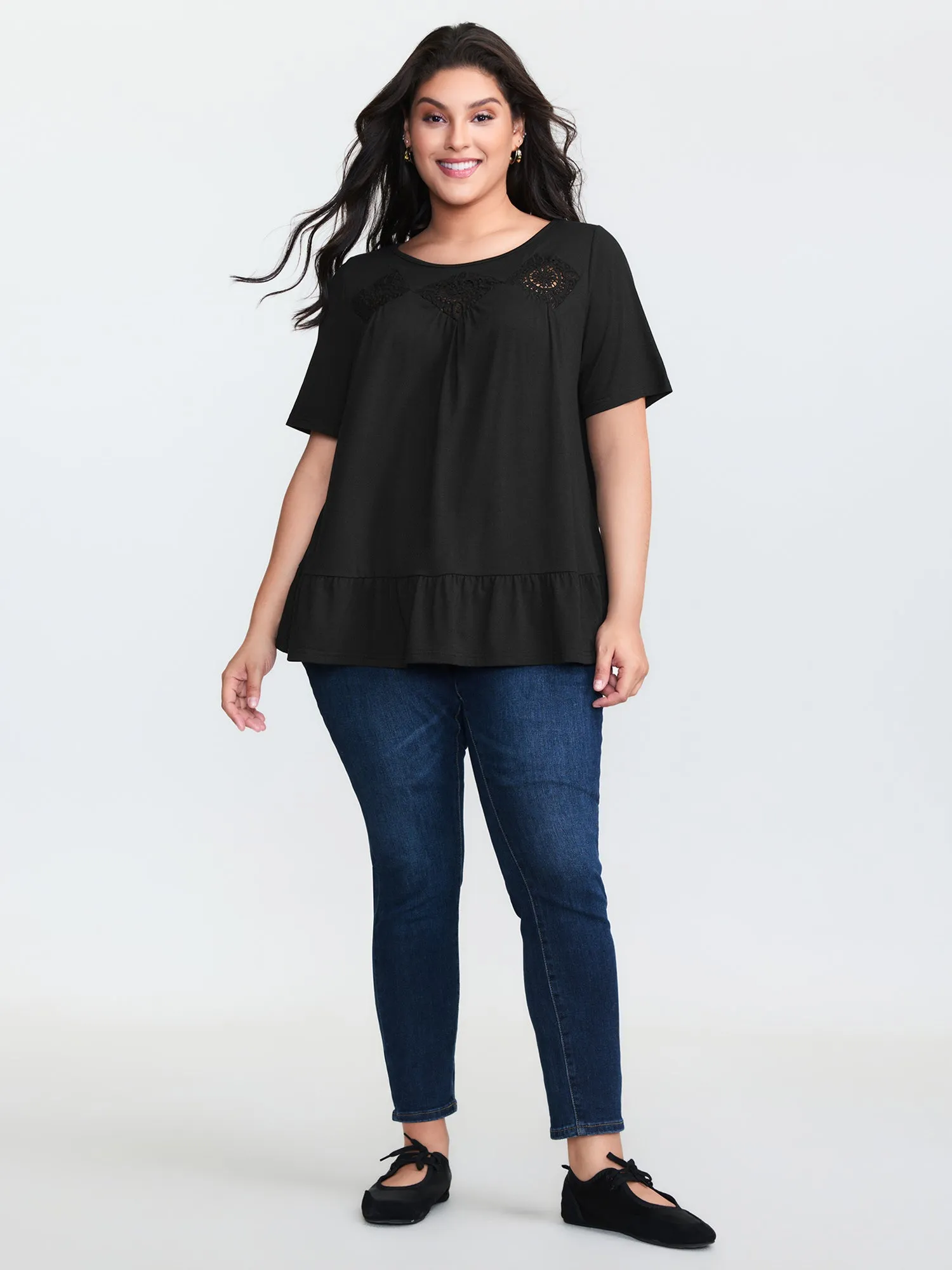 Cut-Out Neckline Stretchy Flowy T-Shirt sold by Bloomchic product image thumbnail 3