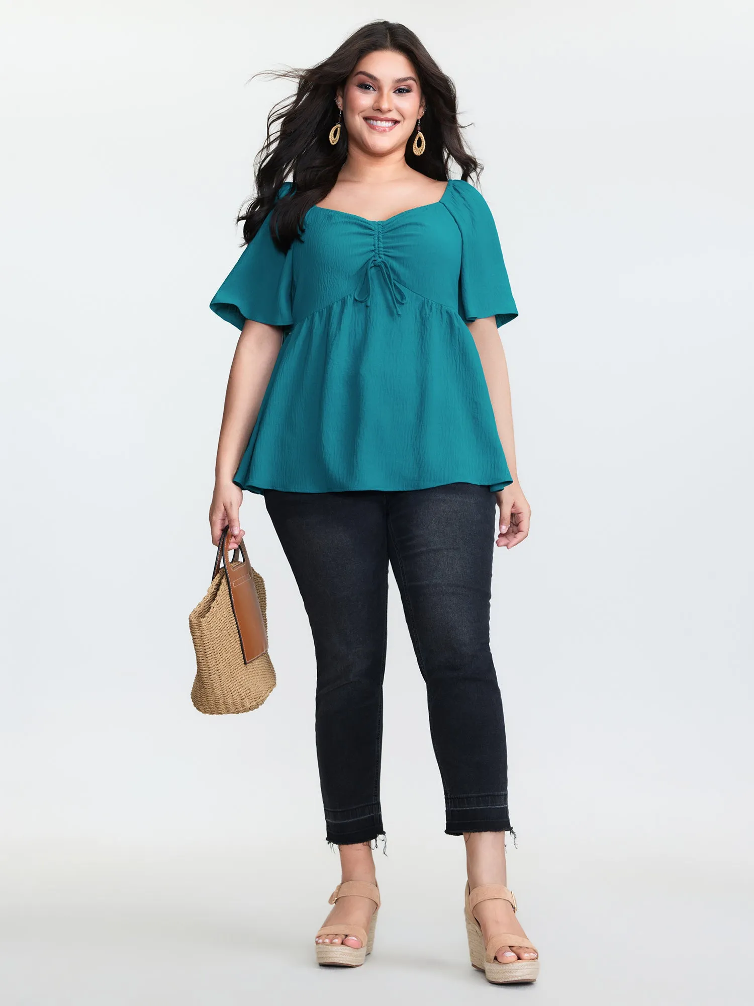 Ruched Bodice Sweetheart Neckline Blouse sold by Bloomchic product image thumbnail 3