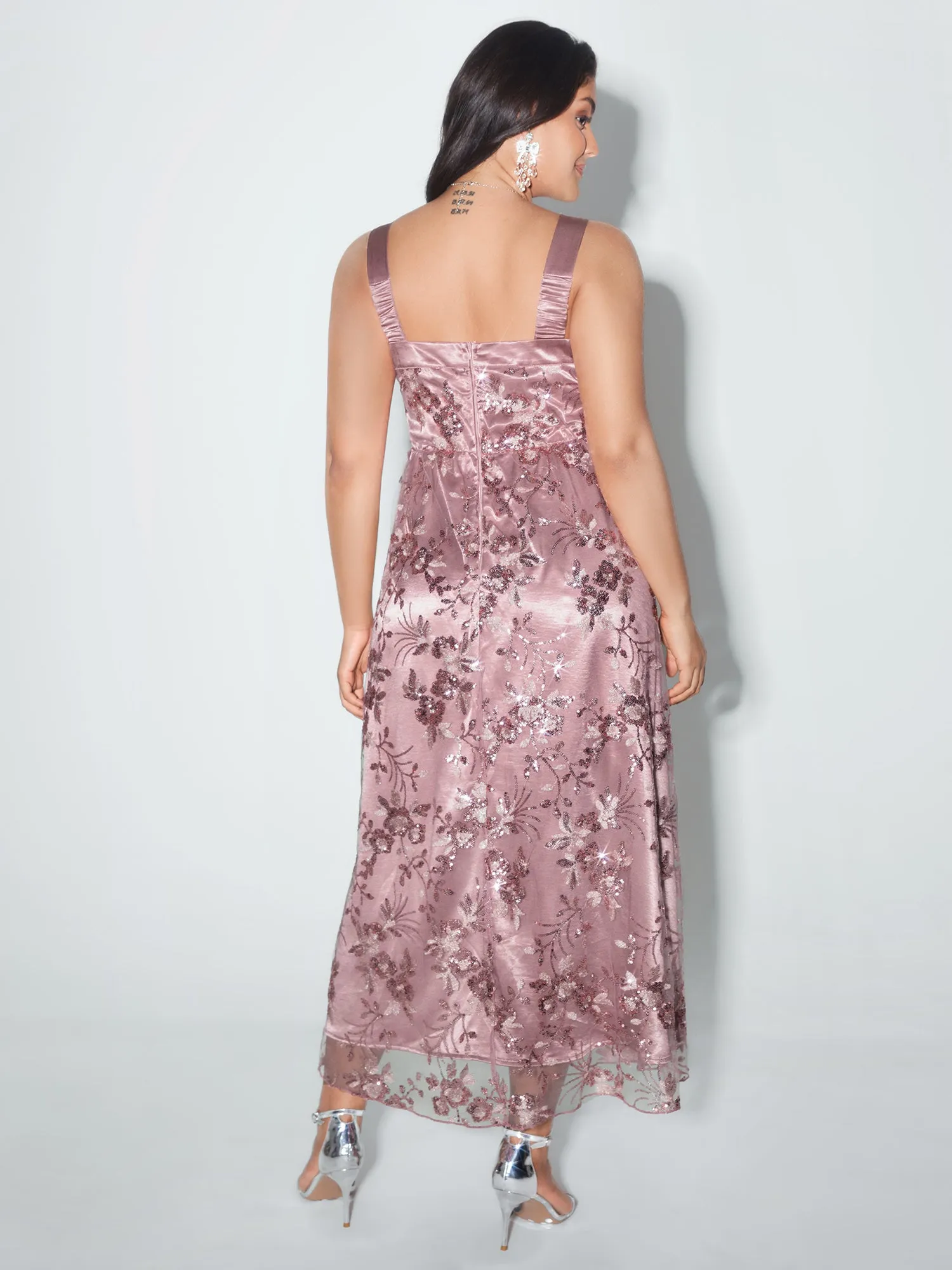 Charming Floral Sequin Embroidered Maxi Dress sold by Bloomchic product image thumbnail 4