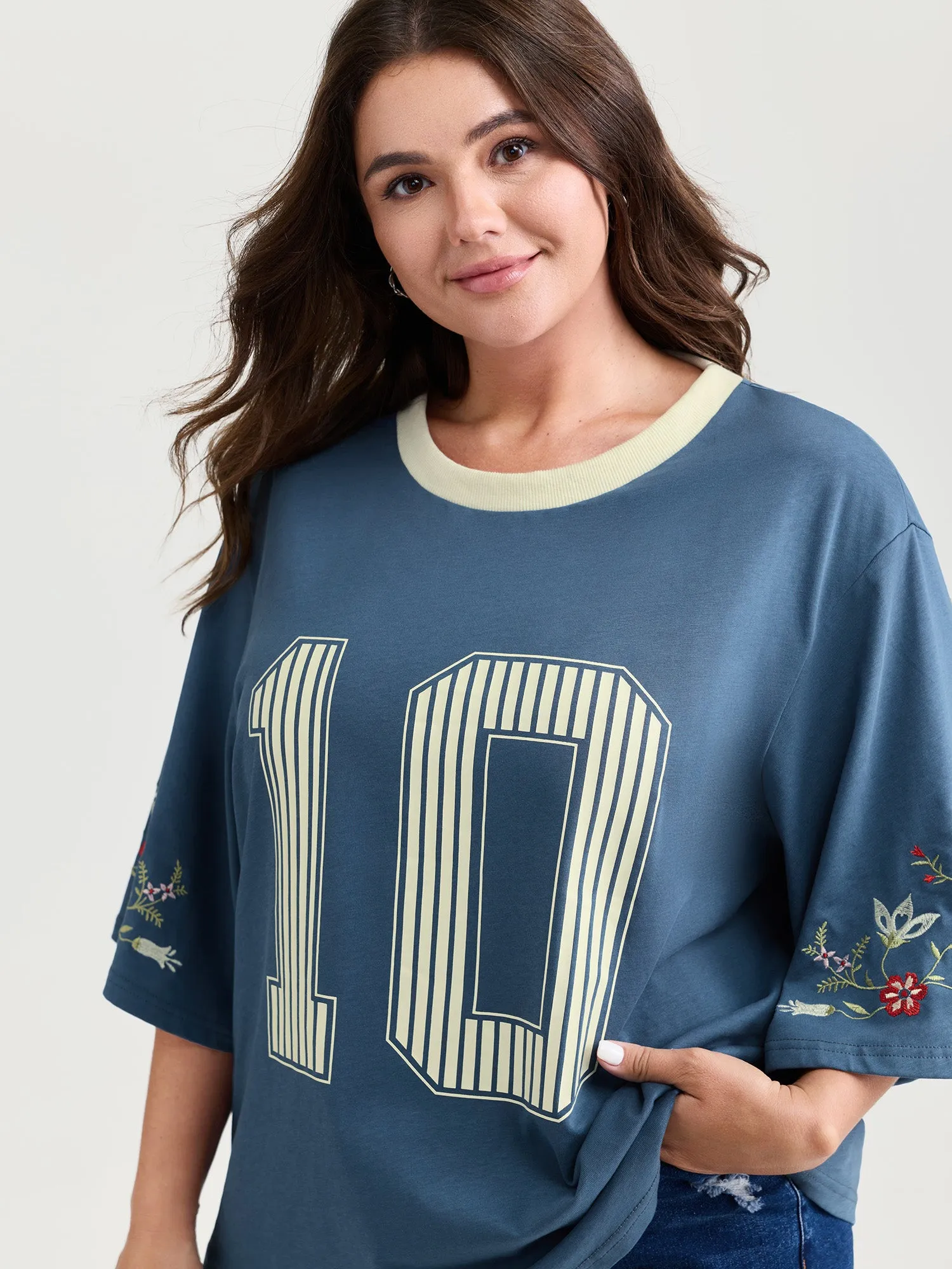 Cotton Football Pattern Colorful Drop-Shoulder T-Shirt sold by Bloomchic product image thumbnail 3