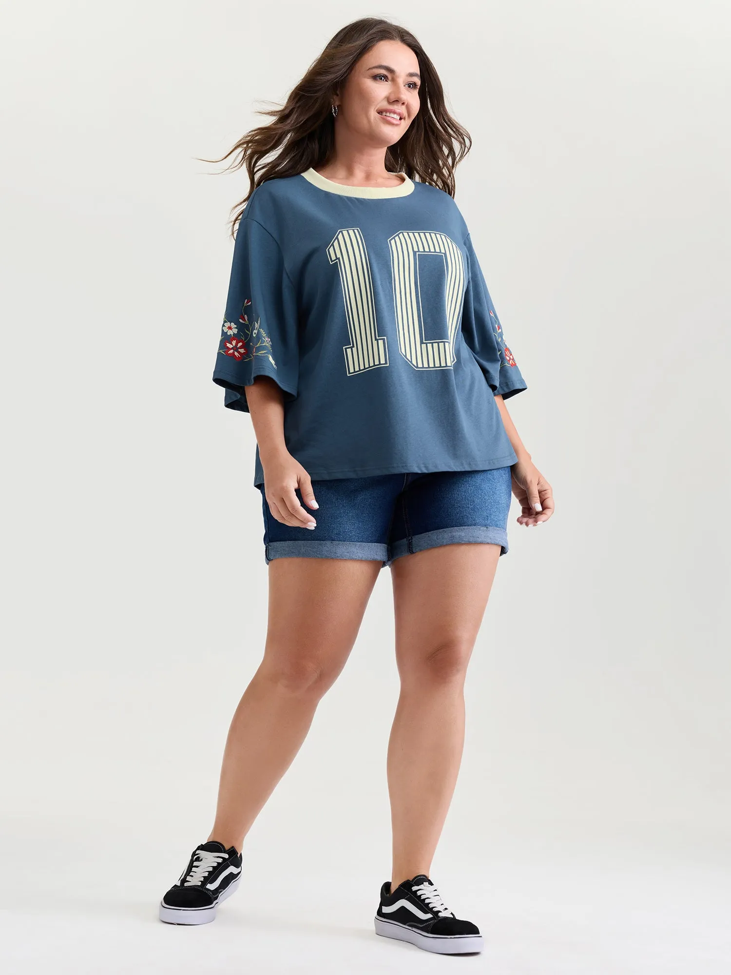 Cotton Football Pattern Colorful Drop-Shoulder T-Shirt sold by Bloomchic product image thumbnail 2