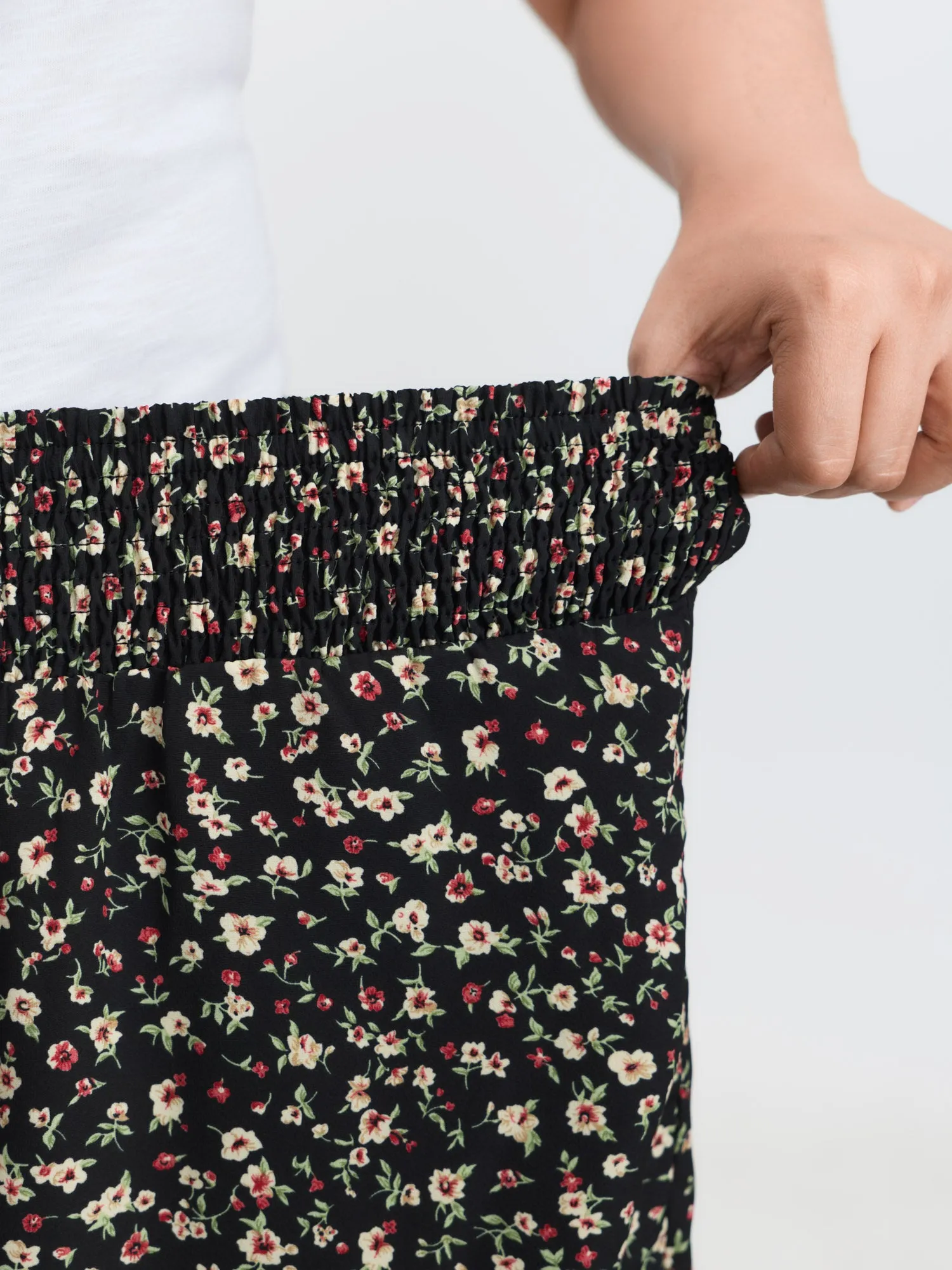 Micro Floral Print Shirred Waist Shorts sold by Bloomchic product image thumbnail 4
