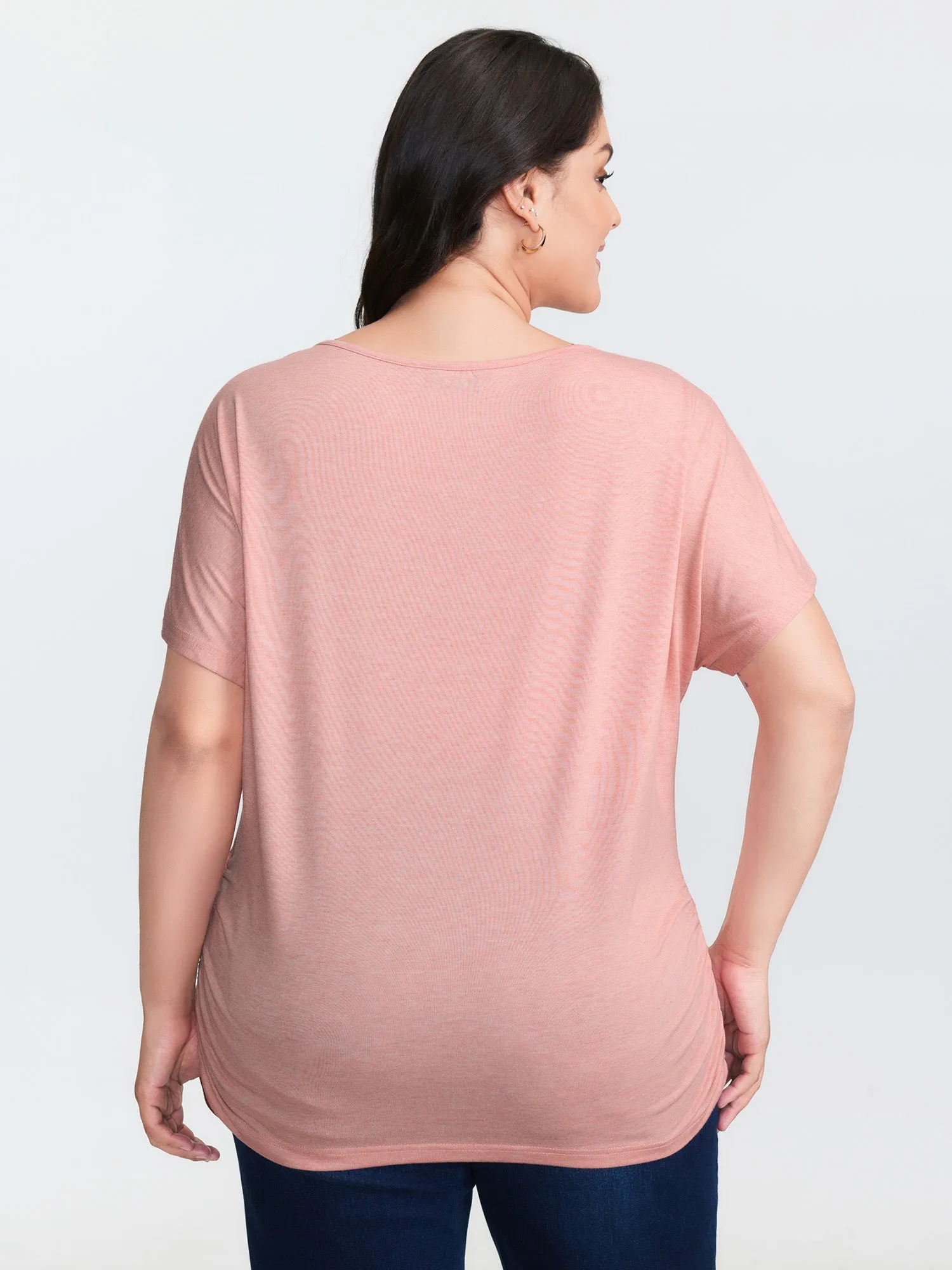 Supersoft Stretchy Ruched Hip-Coverage T-Shirt sold by Bloomchic product image thumbnail 5