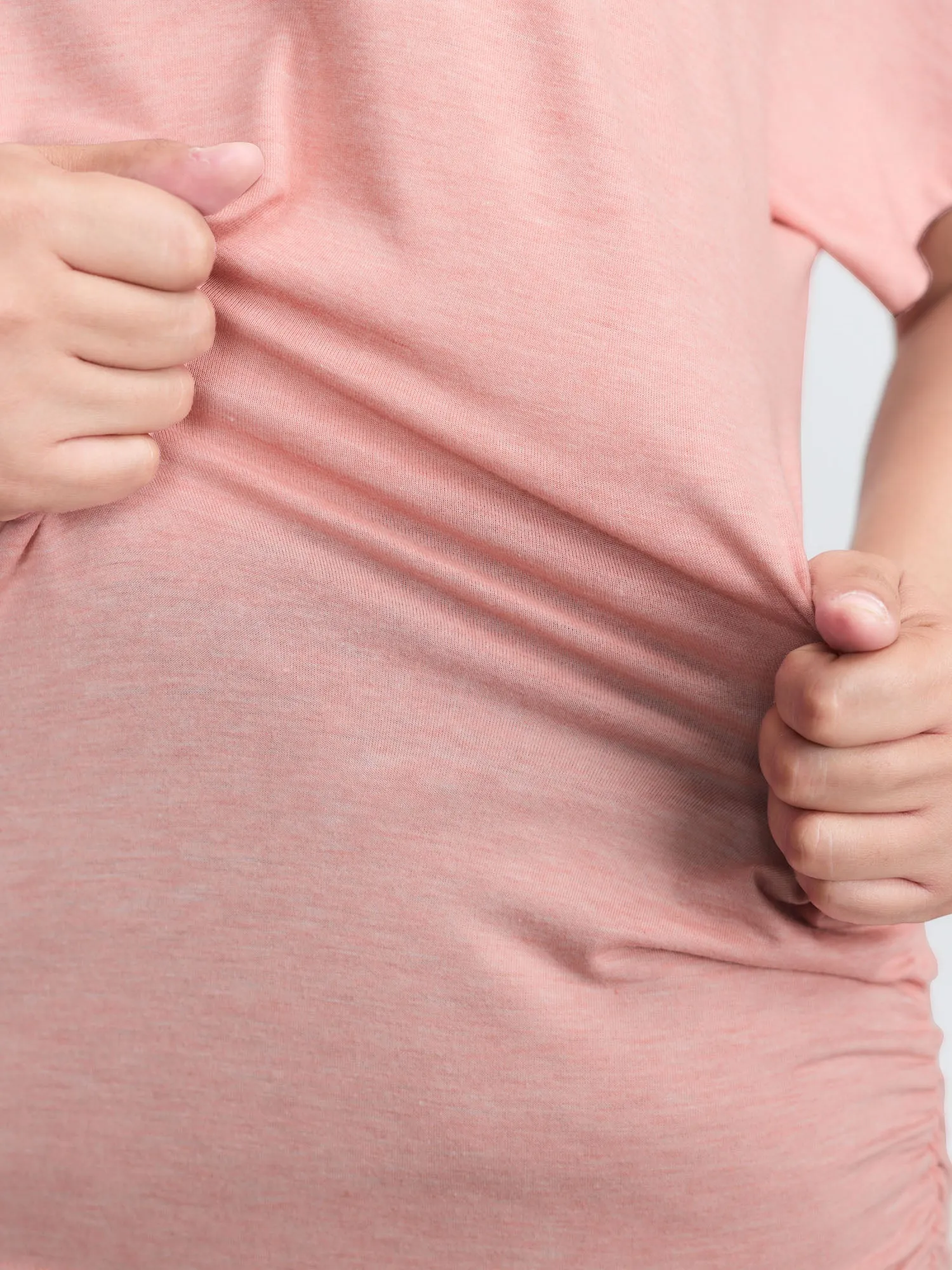 Supersoft Stretchy Ruched Hip-Coverage T-Shirt sold by Bloomchic product image thumbnail 4