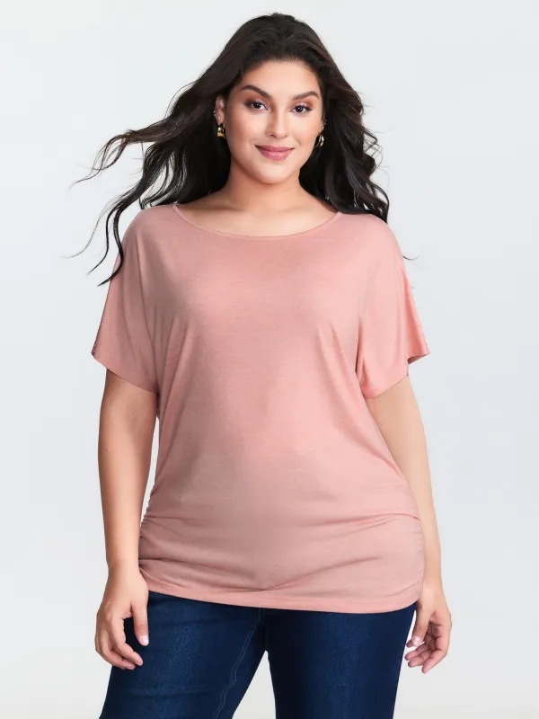 Supersoft Stretchy Ruched Hip-Coverage T-Shirt sold by Bloomchic