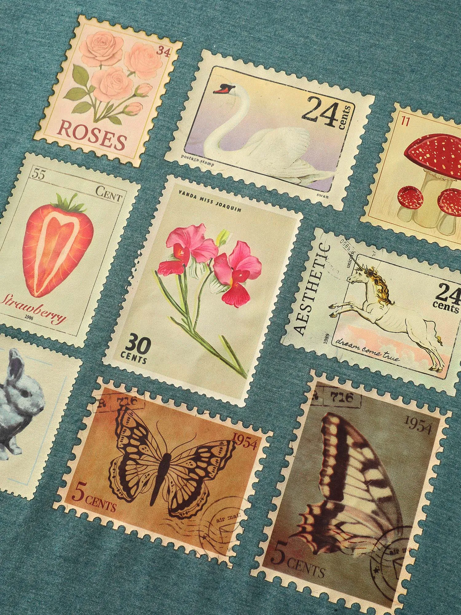 Supersoft Vintage Stamps Print T-Shirt sold by Bloomchic product image thumbnail 5