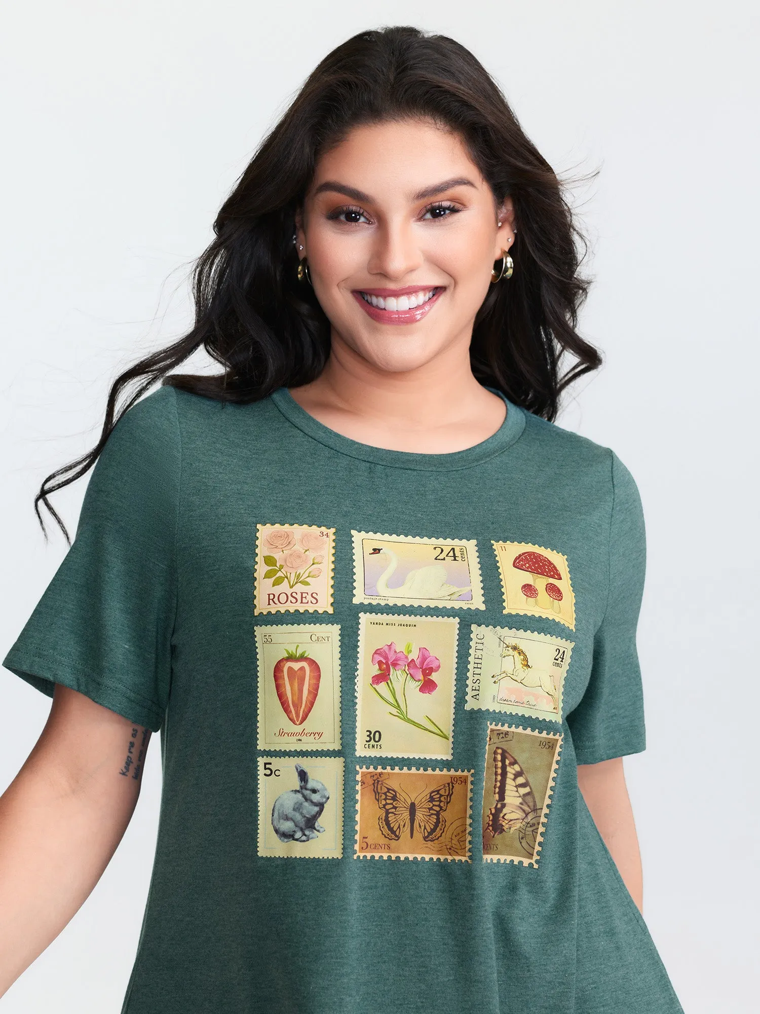 Supersoft Vintage Stamps Print T-Shirt sold by Bloomchic product image thumbnail 2