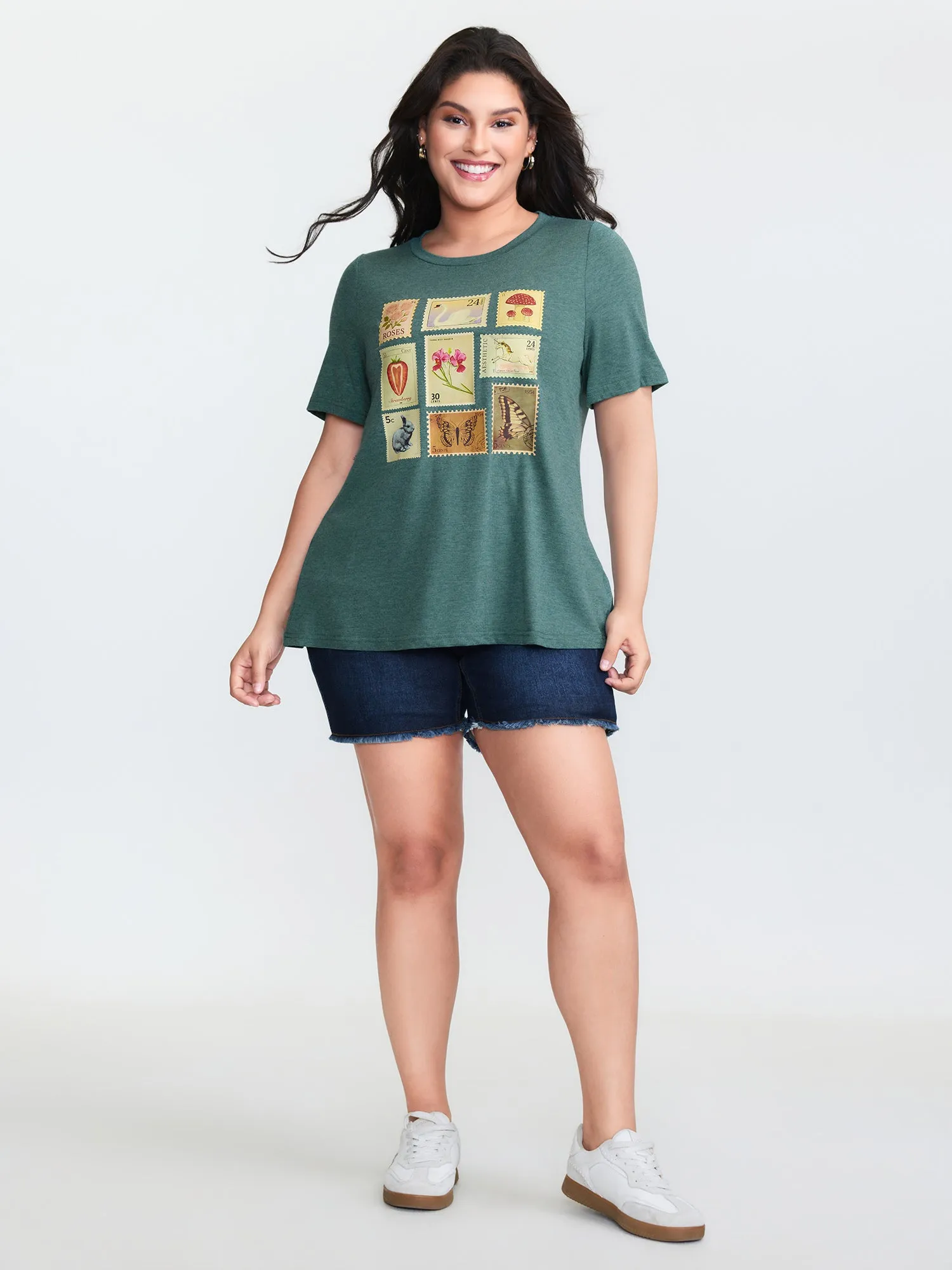 Supersoft Vintage Stamps Print T-Shirt sold by Bloomchic product image thumbnail 3