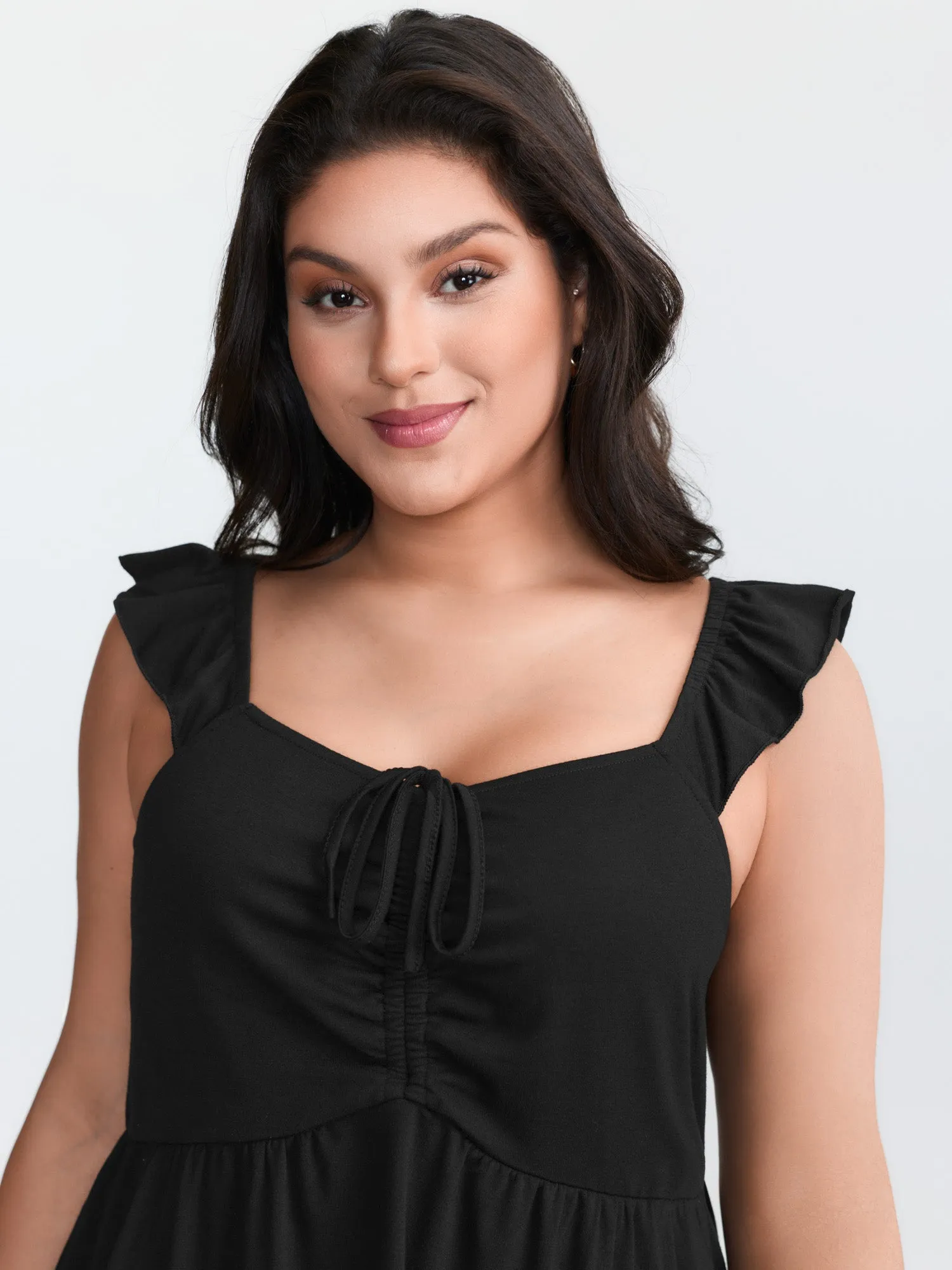 Supersoft Ruched Cinched-Flared Tank Top sold by Bloomchic product image thumbnail 2