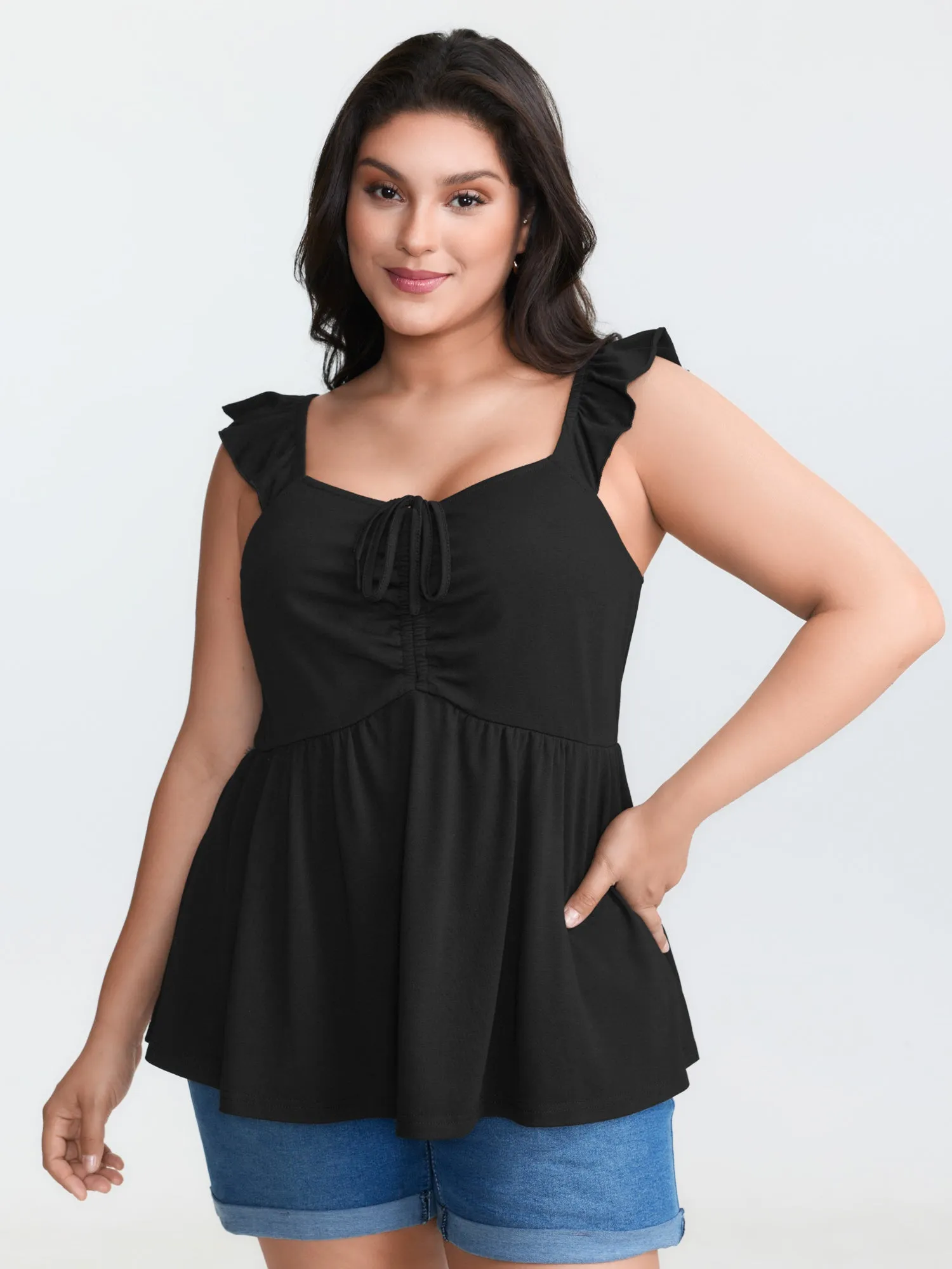 Supersoft Ruched Cinched-Flared Tank Top sold by Bloomchic