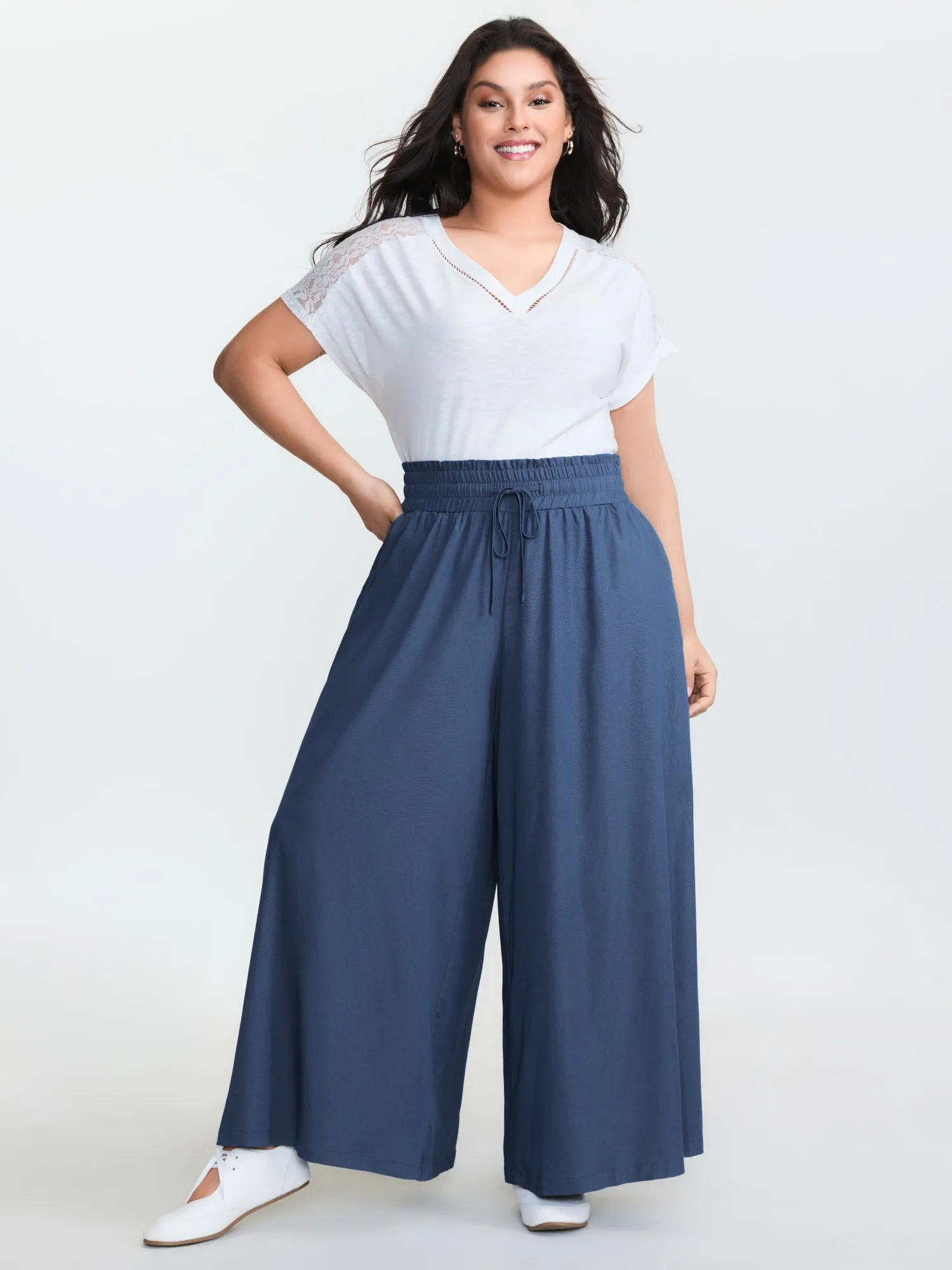 Supersoft Denim-Like Wide Leg Pants sold by Bloomchic product image thumbnail 2