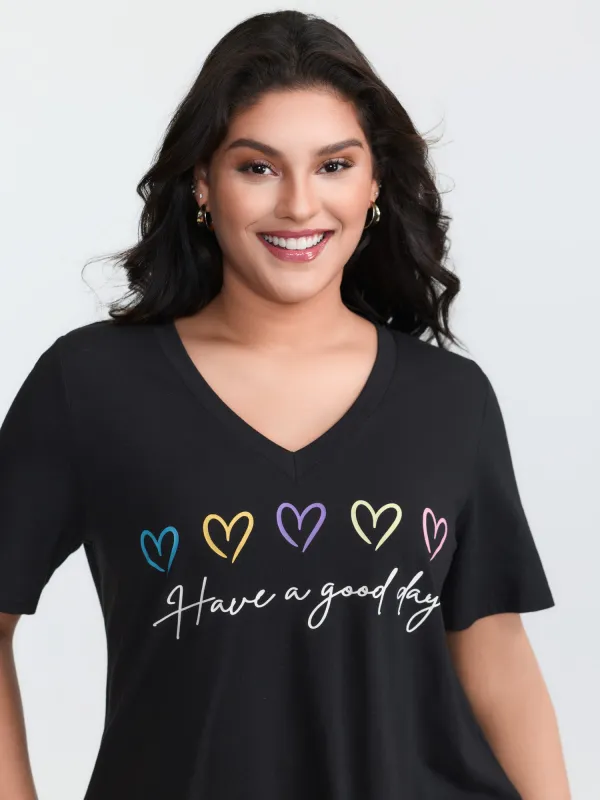 Supersoft Multi-Color Heart Print T-Shirt made by Bloomchic