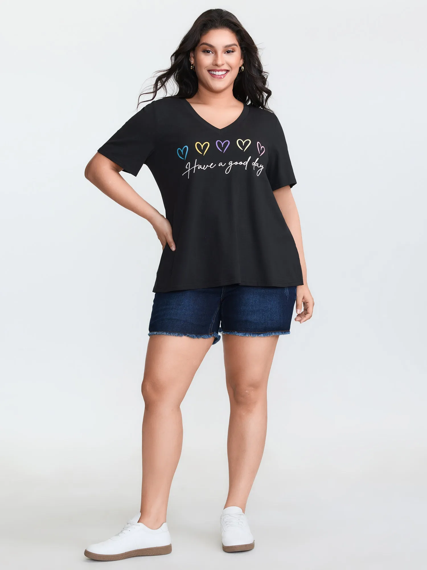 Supersoft Multi-Color Heart Print T-Shirt sold by Bloomchic product image thumbnail 3