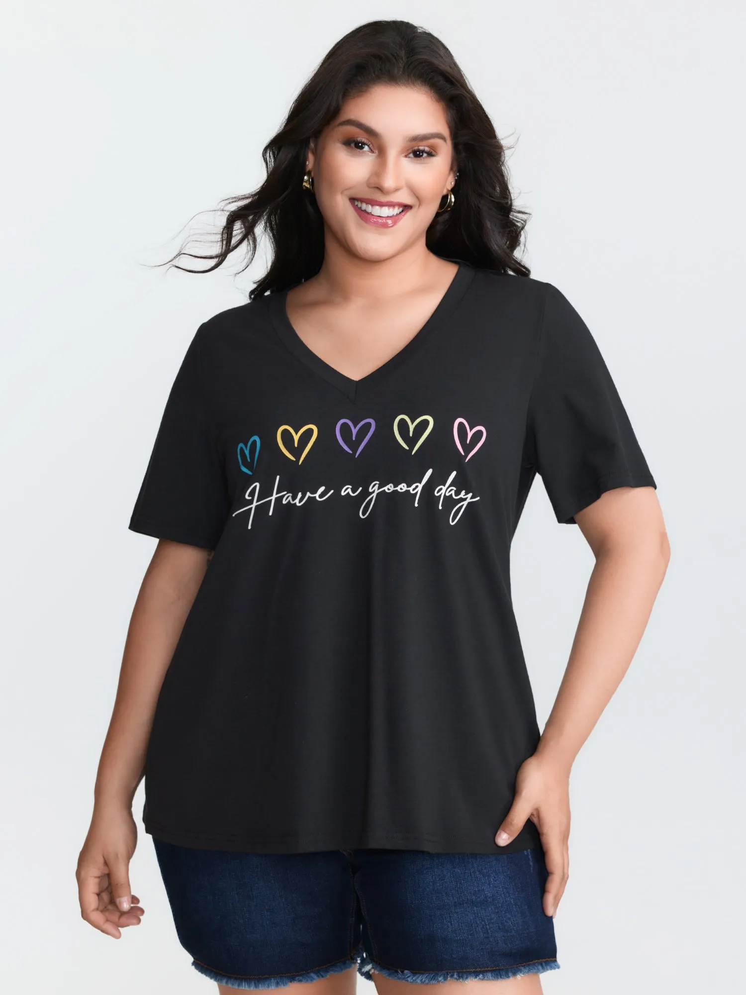 Supersoft Multi-Color Heart Print T-Shirt sold by Bloomchic product image thumbnail 2